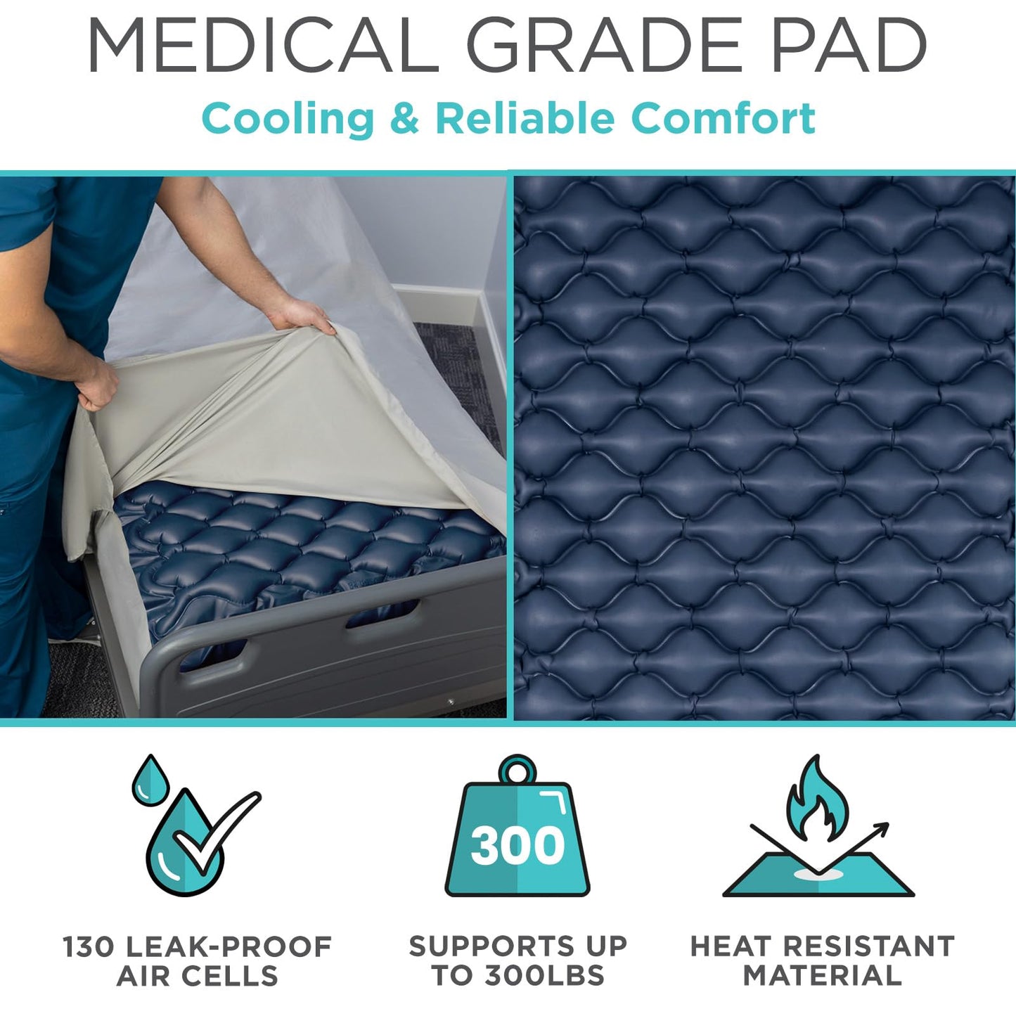 Vive Alternating Air Pressure Mattress Pad - The Original Bed Sore Prevention Solution - Hospital Topper for Bedridden Patients - Includes Waterproof, Breathable Ulcer Cushion & Whisper Quiet Pump