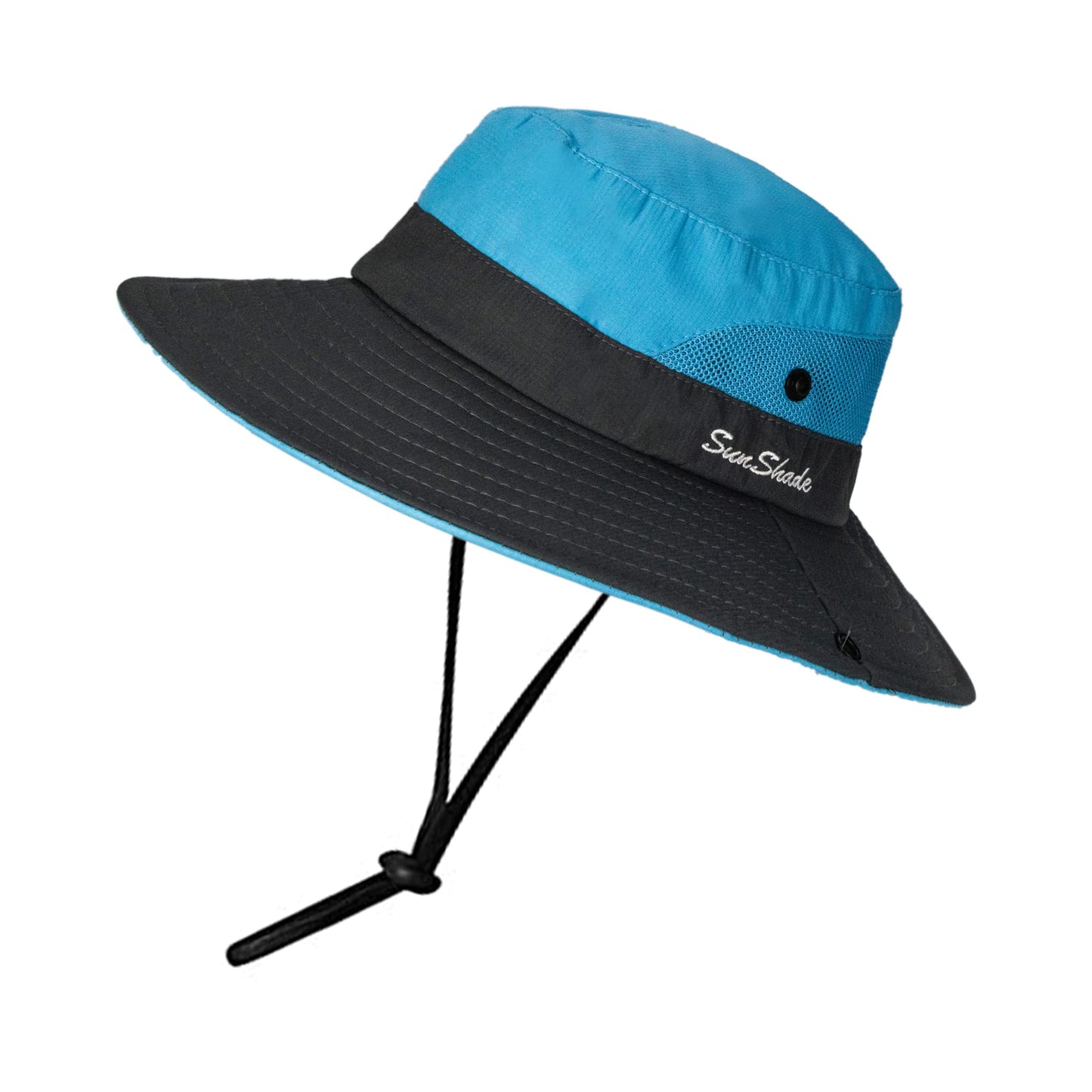 Women's Summer Sun-Hat Ponytail - Outdoor UV-Protection Mesh Wide Brim Foldable Hat with Ponytail Hole