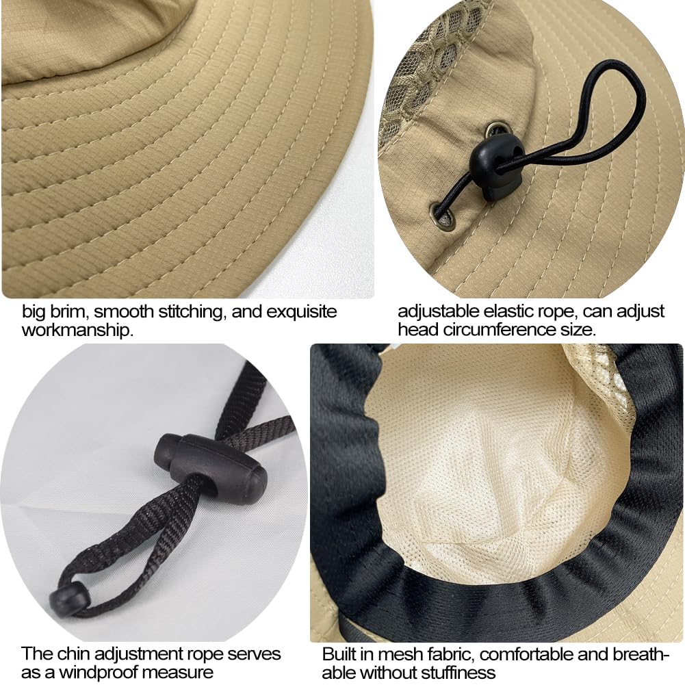 Sireck Fishing Hat, UPF50+ Wide Brim Sun Hat for Men Women, UV Protection Hiking Beach Bucket Hats Summer Safari Hat