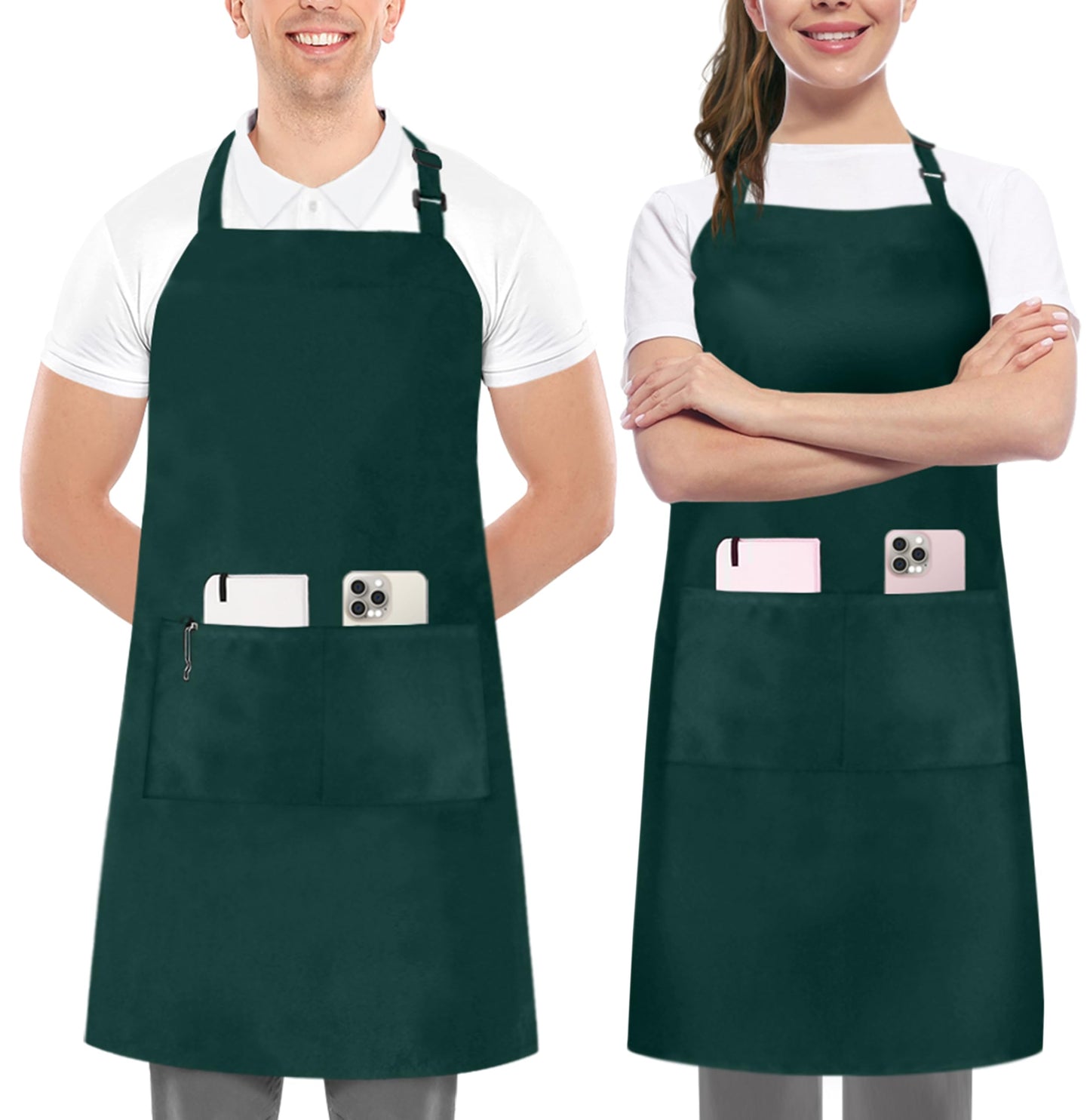 Utopia Kitchen 2 Pack Bib Apron, Adjustable with 2 Pockets, Water and Oil Resistant, Cooking Kitchen Chef Apron for Women Men