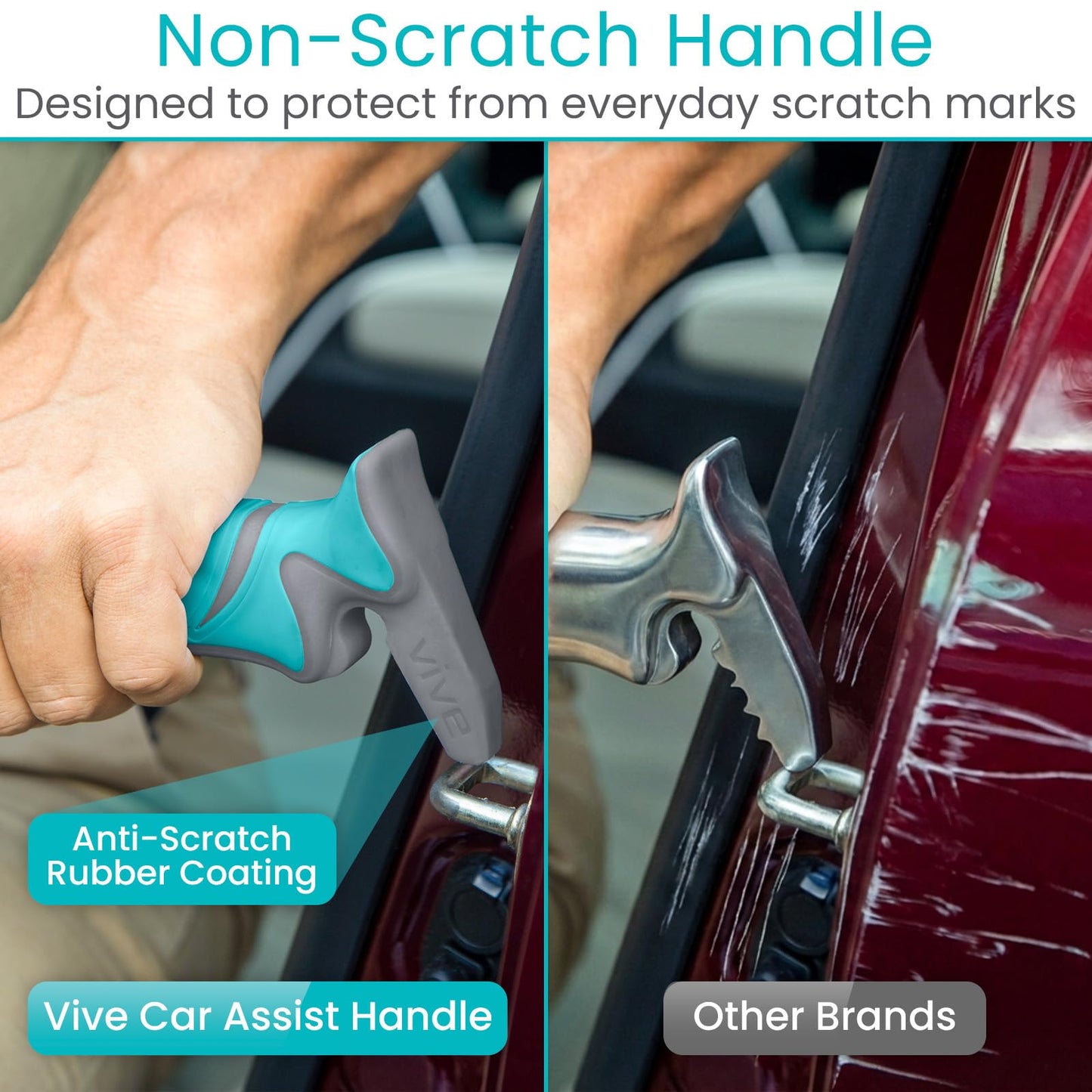 Vive Car Handle Assist for Elderly - Scratch Proof Latch - Auto Grab Bar Cane Support Aid - Standing Mobility Safety Tip to Help Get Out - Portable Assistive Device for Seniors, Handicapped