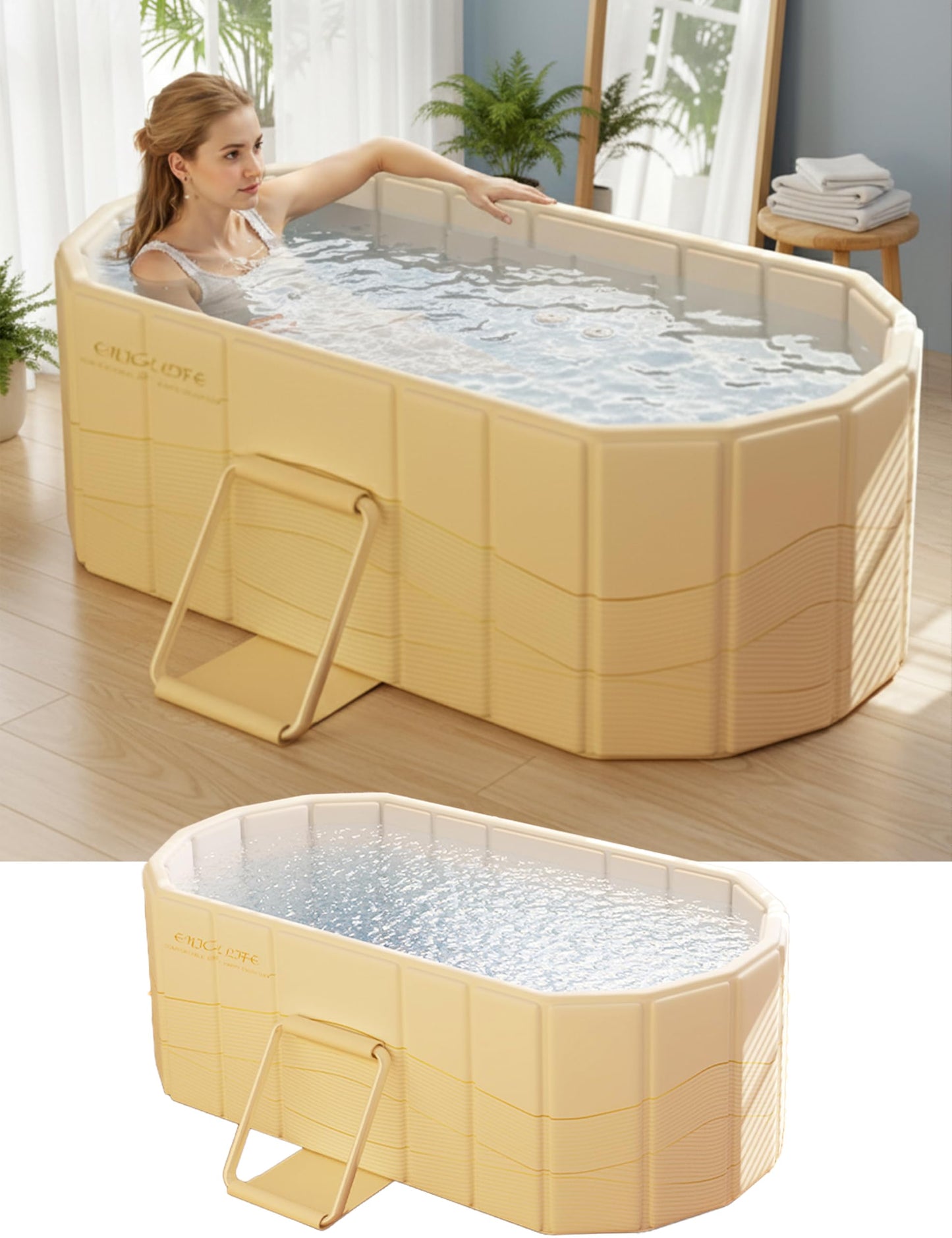 Portable Foldable Bathtub for Adults,47"Lx22"Wx20"H,Pink | Portable Design,5-Layer Insulation, Reinforced Metal Frame, For Bathroom Shower Hot SPA Ice Bath Soaking Cold Plunge