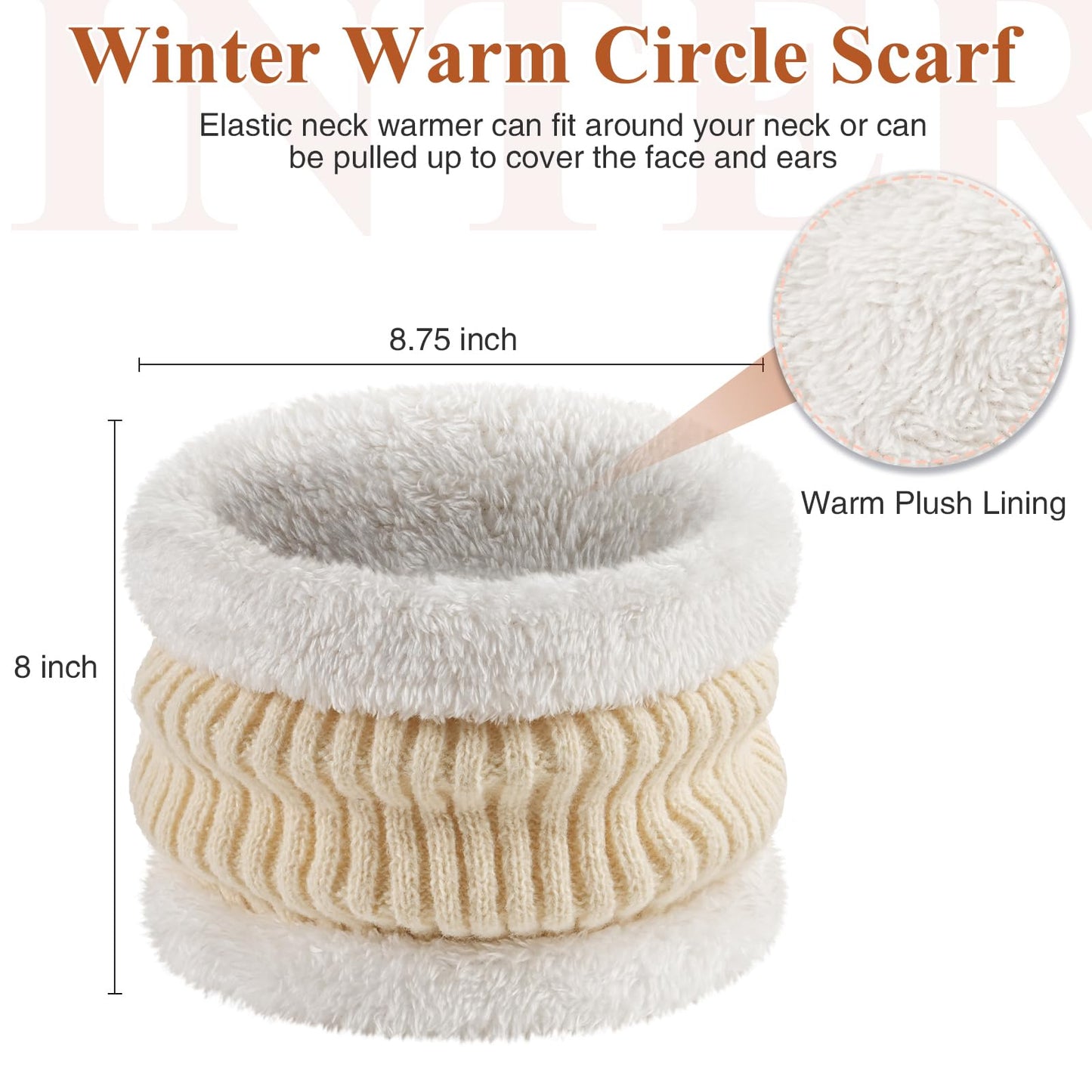 Winter Hat with Ear Flaps for Men, Beanie with Brim Hat Scarf Set, Warm Fleece Lined Skull Cap Neck Warmer for Women