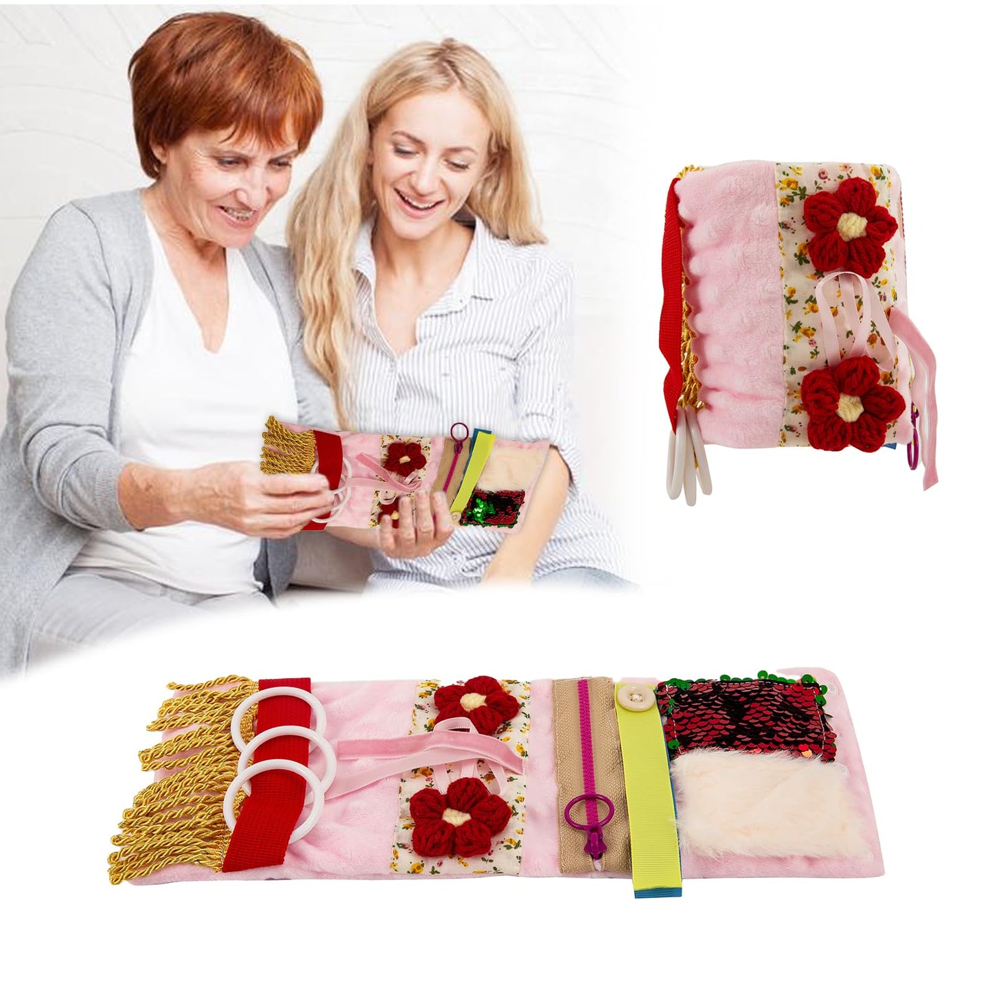 Sensory Blanket for Adults with Dementia, Dementia Activities for Seniors, Alzheimer's Products, Sensory Board with Buttons & Textures, Anxiety Relief Gifts for Elderly