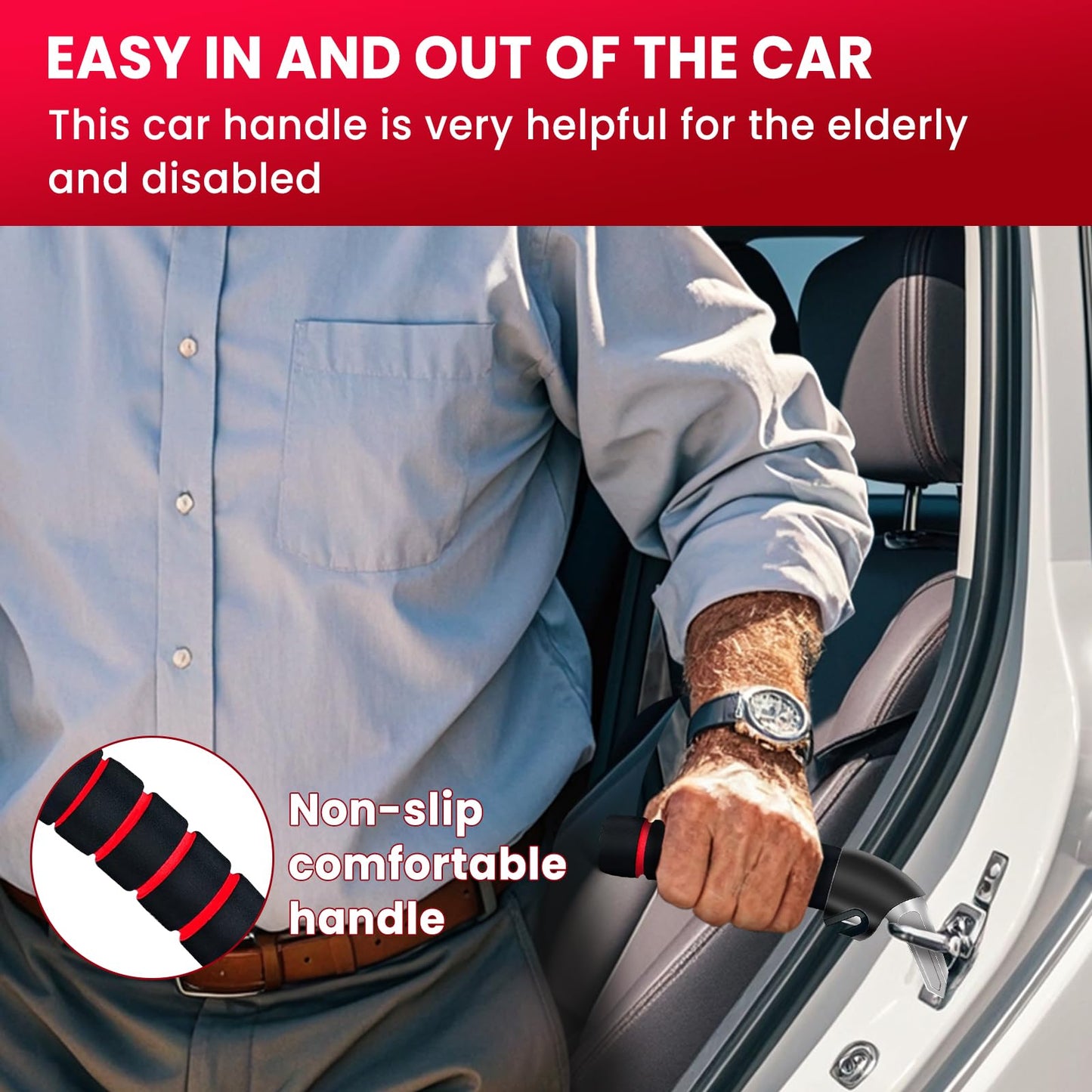 KOUNATSURI 2Pack Car Door Handle for Elderly Car Handle Assist Support Multifunction for Seniors and Handicapped