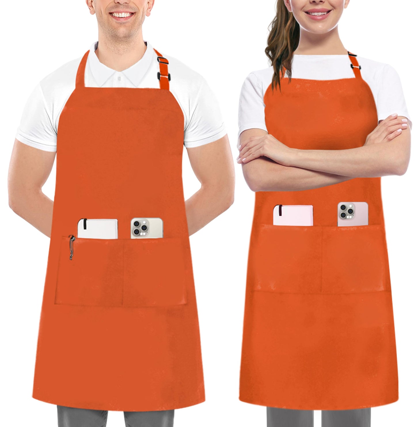 Utopia Kitchen 2 Pack Bib Apron, Adjustable with 2 Pockets, Water and Oil Resistant, Cooking Kitchen Chef Apron for Women Men