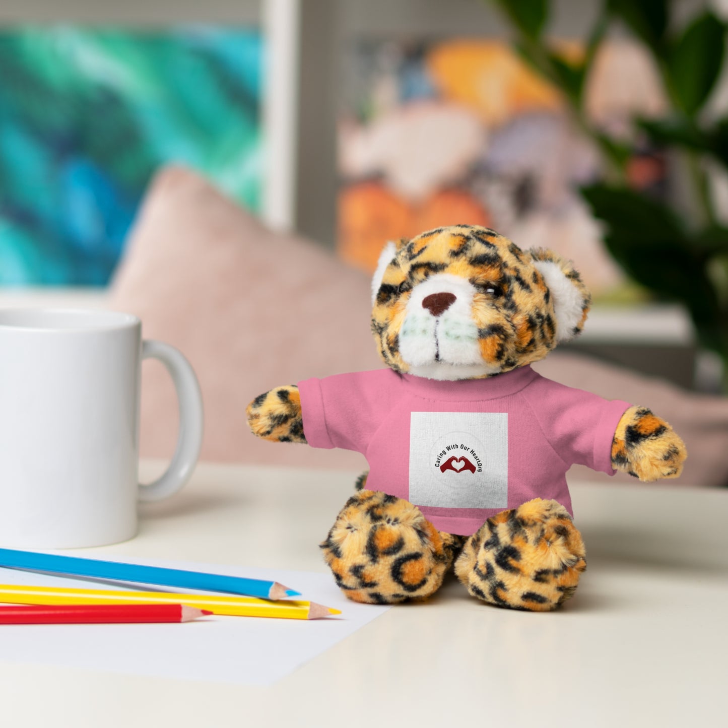 Plush Bear with Custom Tee — Soft Brown Teddy in Printed T‑Shirt