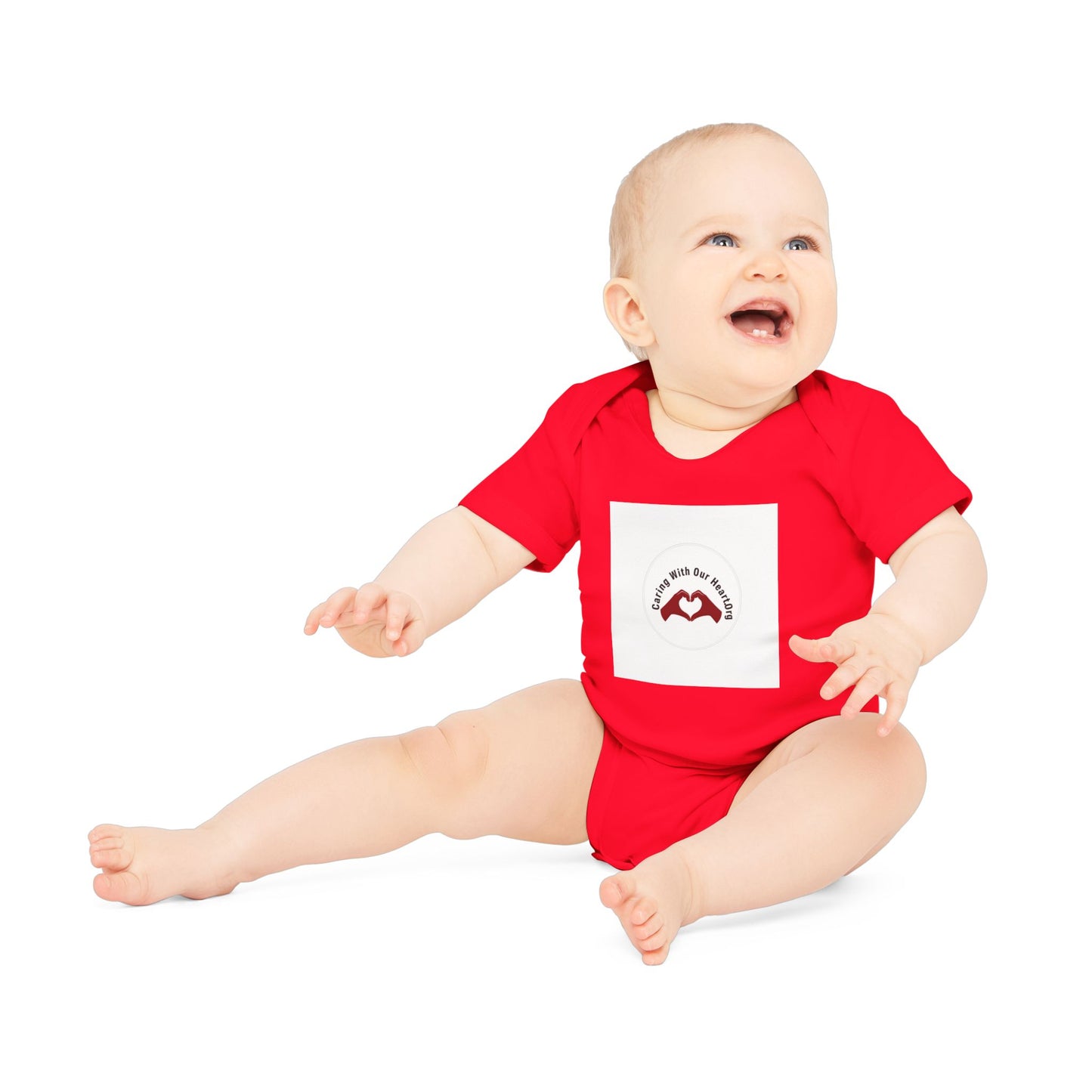 Baby Bodysuit — "Love You to the Moon" Heart Hands Organic Infant Onesie
