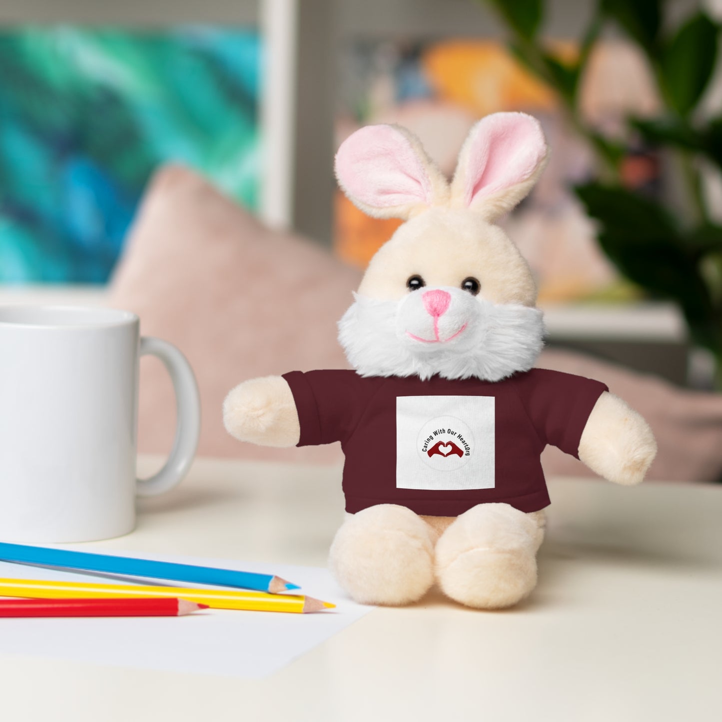 Plush Bear with Custom Tee — Soft Brown Teddy in Printed T‑Shirt