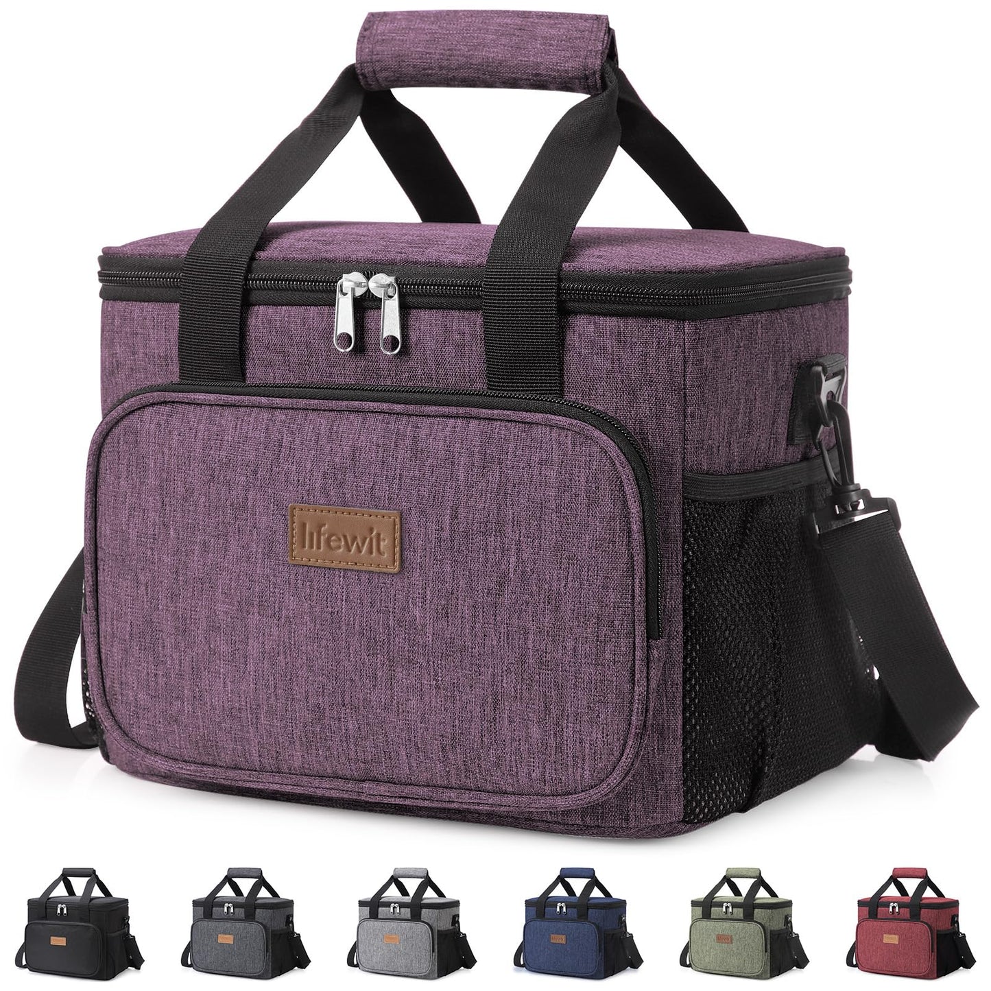 Lifewit Medium Lunch Bag, Insulated Lunch Box, Soft Cooler Cooling Tote for Adult Men Women, Black 12-Can (9L)