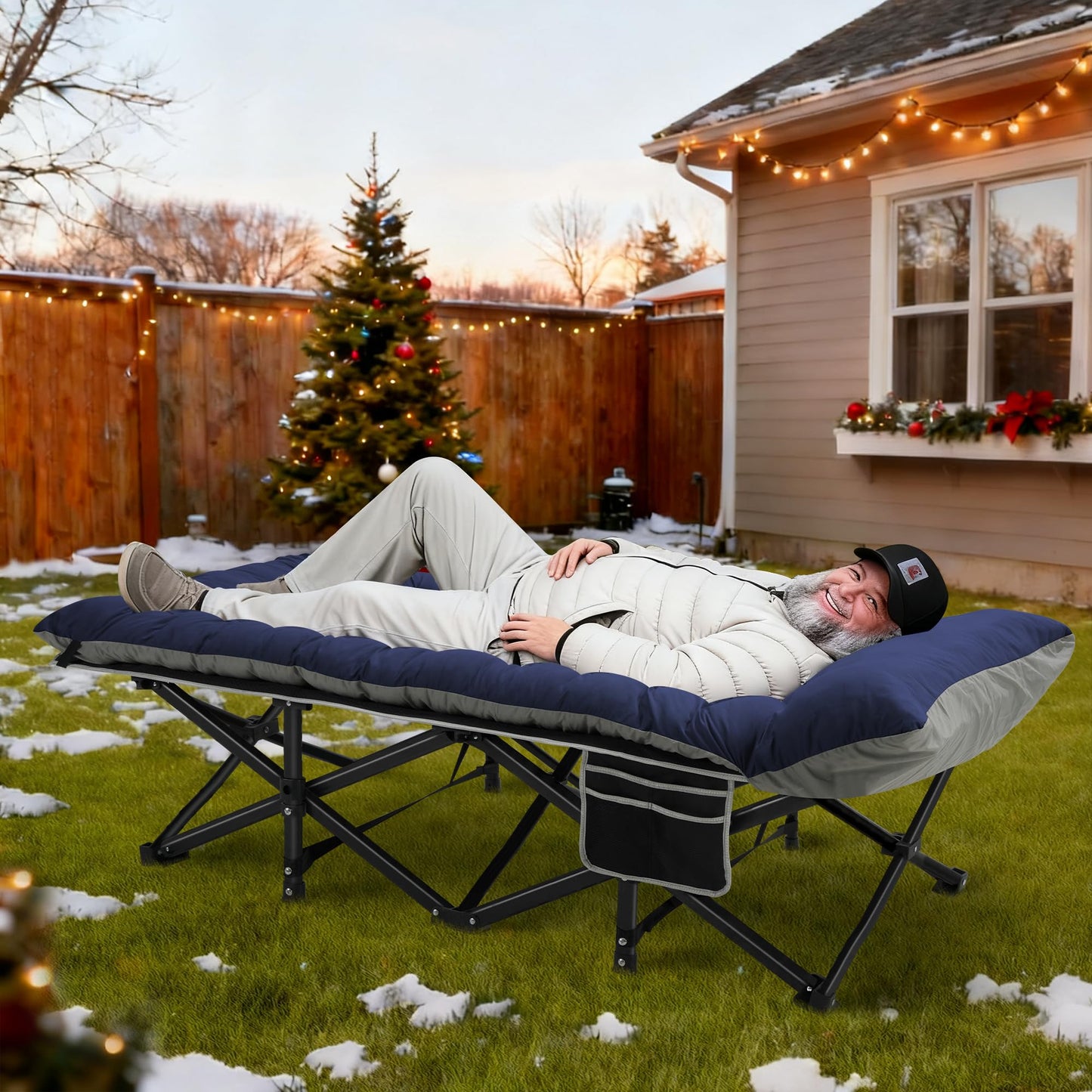HABUTWAY Camping Cot with Mattress, 32" Extra Wide Camping Cots for Adults, Sleeping Cot for Adults Holds Up to 600LBS, Cots for Sleeping, Camp, Rv, Beach, Patio, Office Naps(Black)