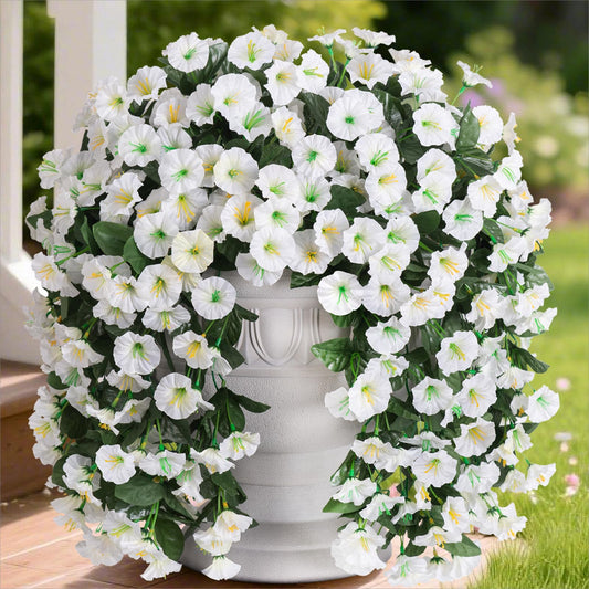Artificial Fake Fall Hanging Flowers Plants for Outdoor Outside, 2PCS Faux Silk Orange Daisy Mums Trailing Vines UV Resistant Realistic Orchid for Autumn Front Door Porch Planter Patio Garden
