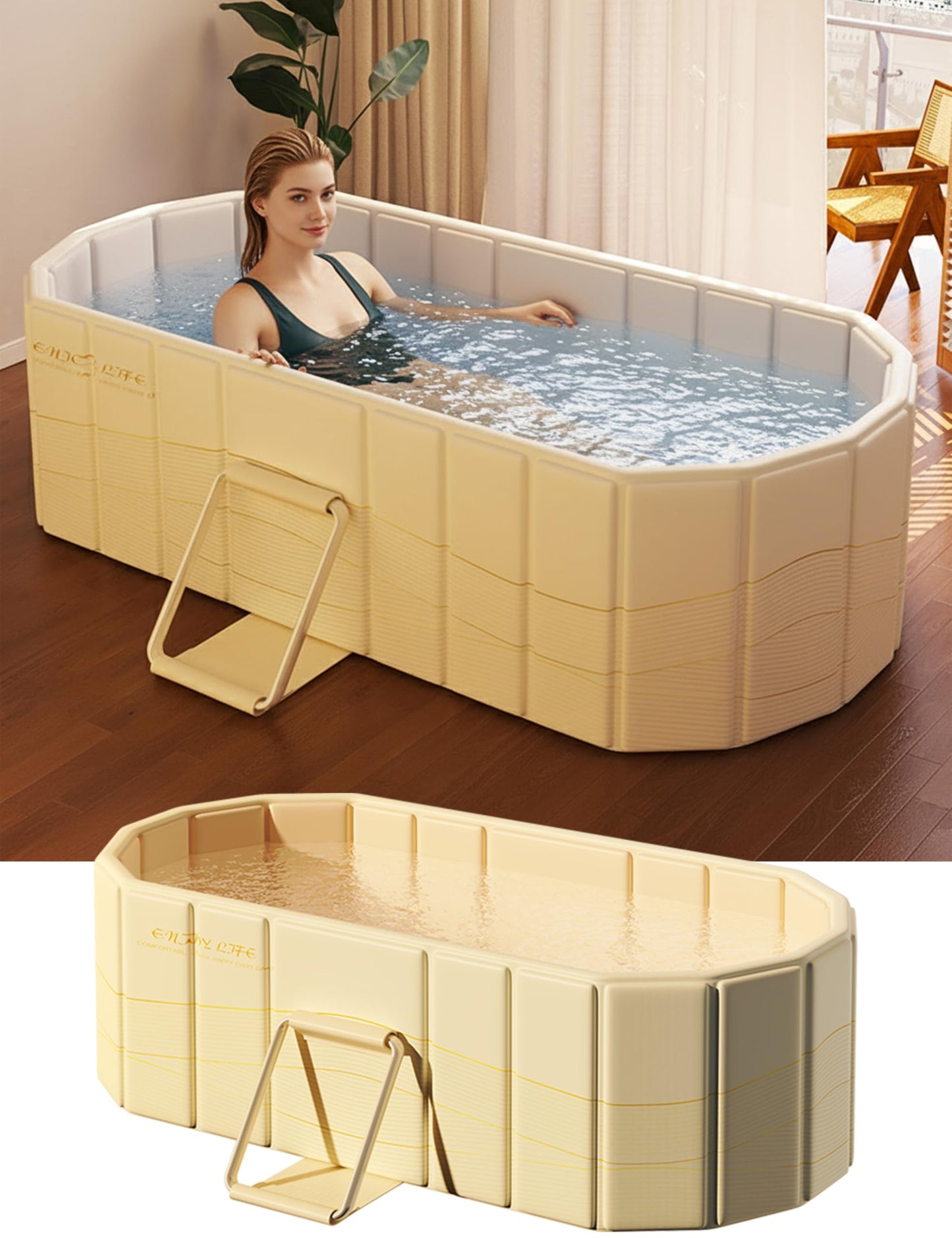Portable Foldable Bathtub for Adults,47"Lx22"Wx20"H,Pink | Portable Design,5-Layer Insulation, Reinforced Metal Frame, For Bathroom Shower Hot SPA Ice Bath Soaking Cold Plunge