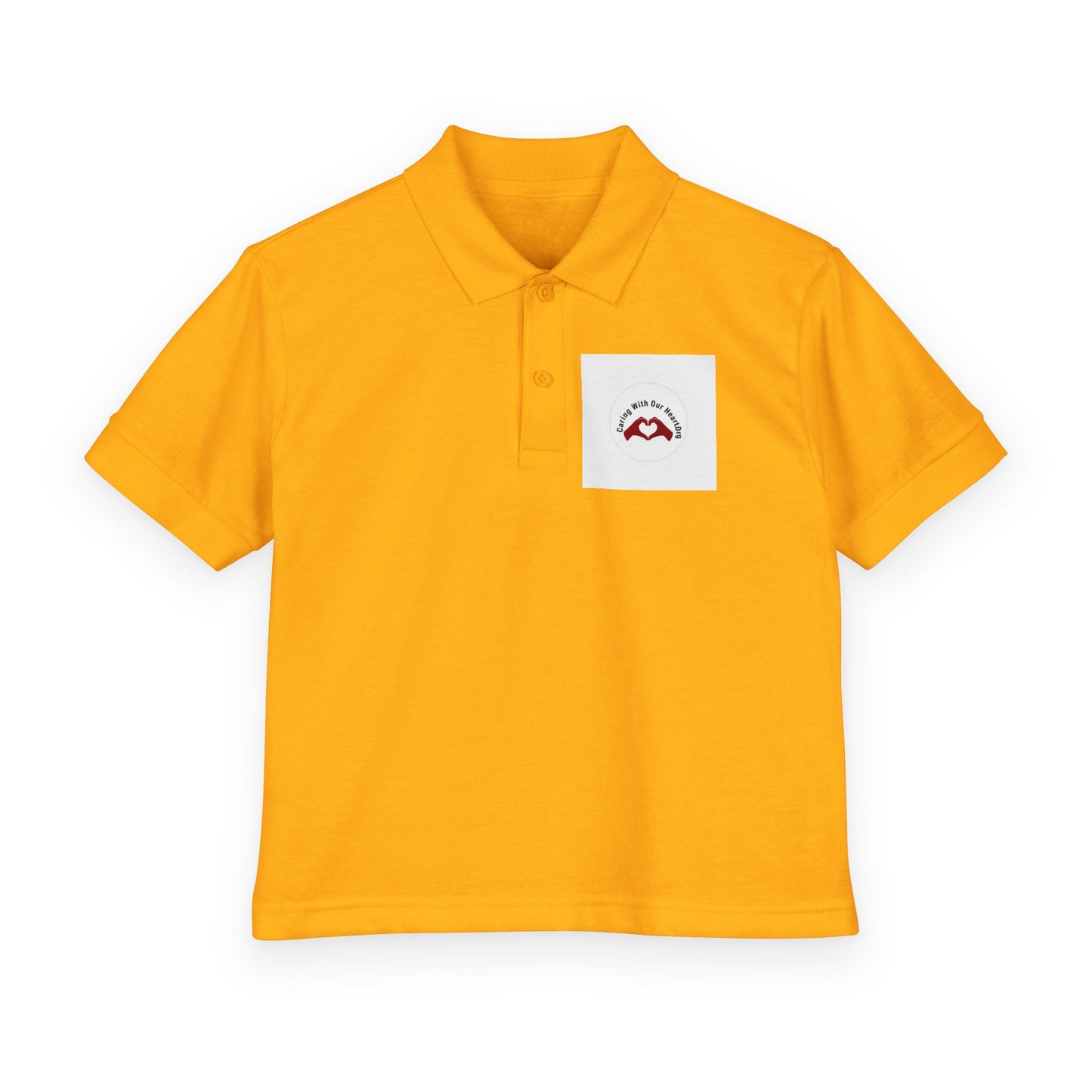 Youth White Polo Shirt with Small Mountain Logo – DryBlend® Jersey School Uniform