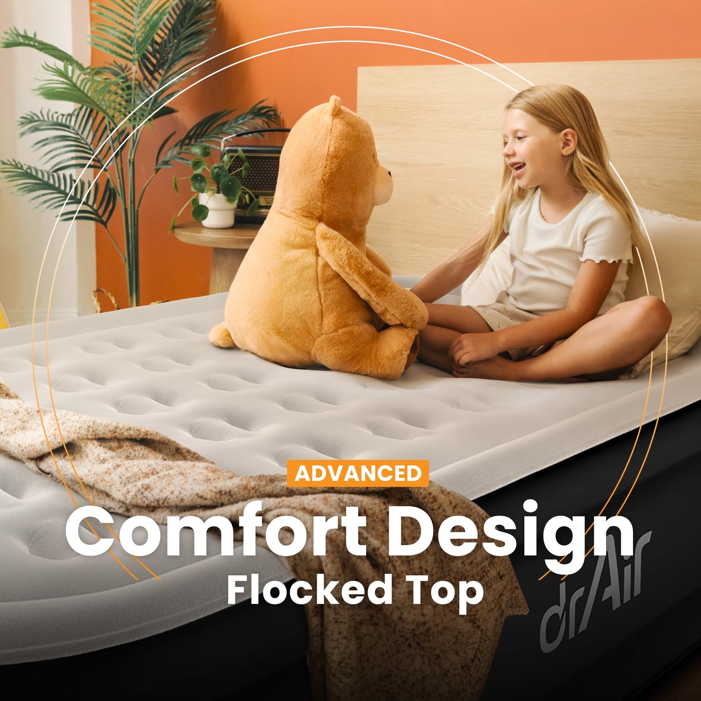 Dr. air Full Air Mattress with Built-in Pump, 18" Raised Blow Up Mattress, 600 lbs Max Honeycomb Air Bed, 48Hr Leak-Proof Test, 3min Inflatable Mattress for Home, Guests, Camping, Colchones inflables