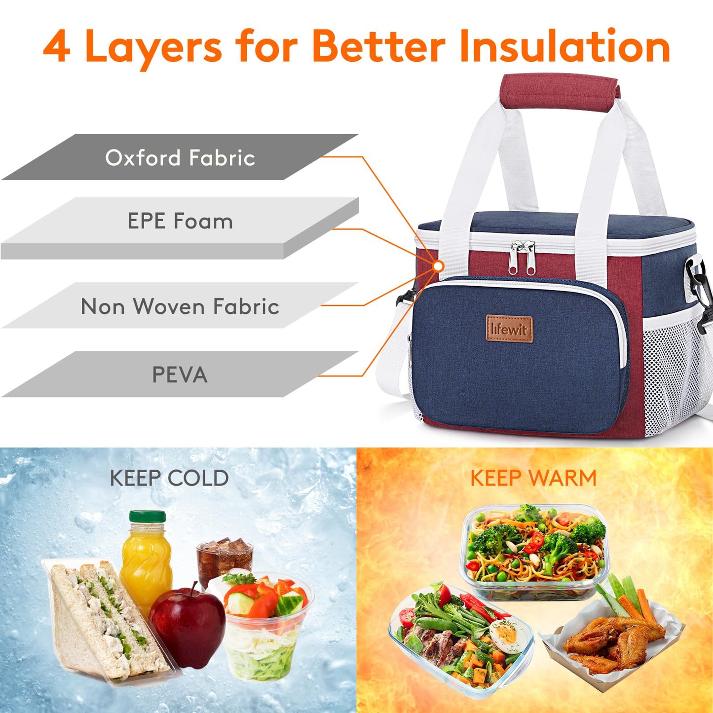 Lifewit Medium Lunch Bag, Insulated Lunch Box, Soft Cooler Cooling Tote for Adult Men Women, Black 12-Can (9L)