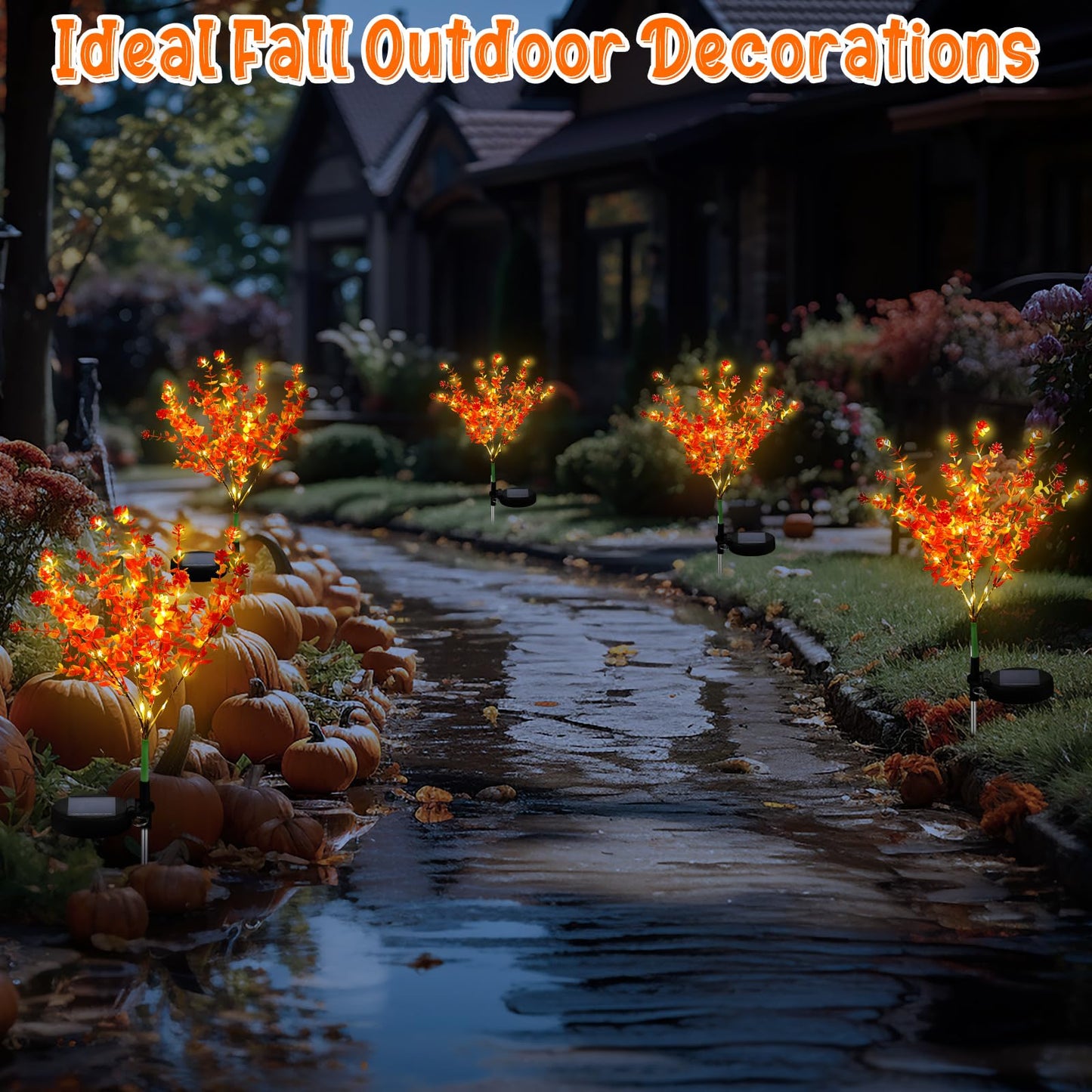 Glooglitter 2 Pack Solar Stake Lights Outdoor Decor Waterproof Mums Artificial Flowers Solar Lights for Outdoor Garden Yard Pathway Decor (Rose Red,Violet)