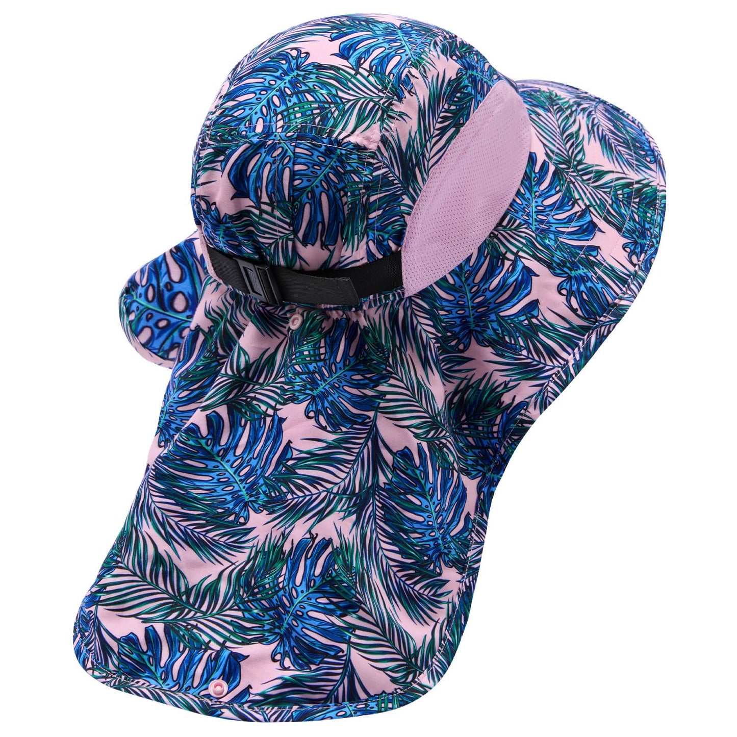 BASSDASH UPF 50+ Unisex Water Resistant Wide Brim Sun Hat with Large Neck Flap Ponytail Fishing Hat for Men Women