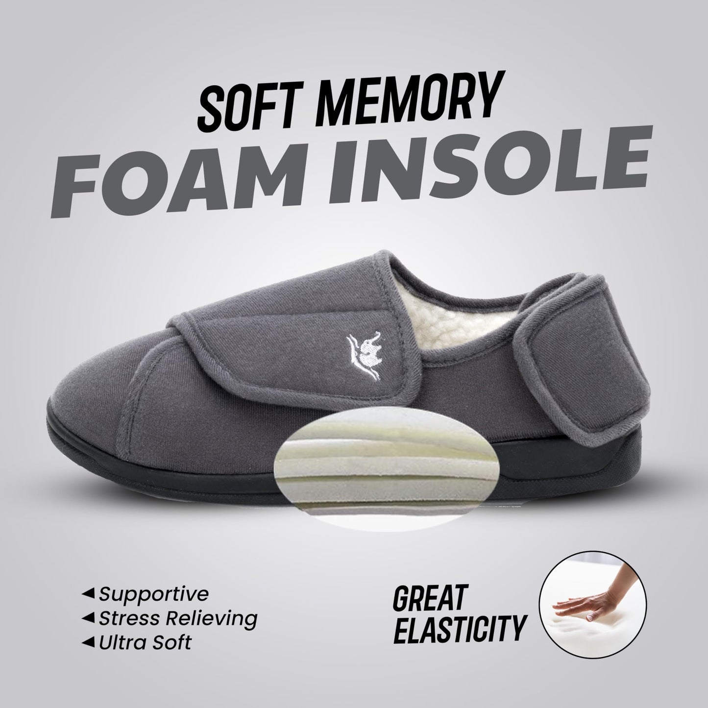 Mens Extra Wide Width Diabetic Slippers Memory Foam With Adjustable Soft Non-Slip Orthopedic House Shoes for Elderly Swollen Feet, Arthritis, Edema