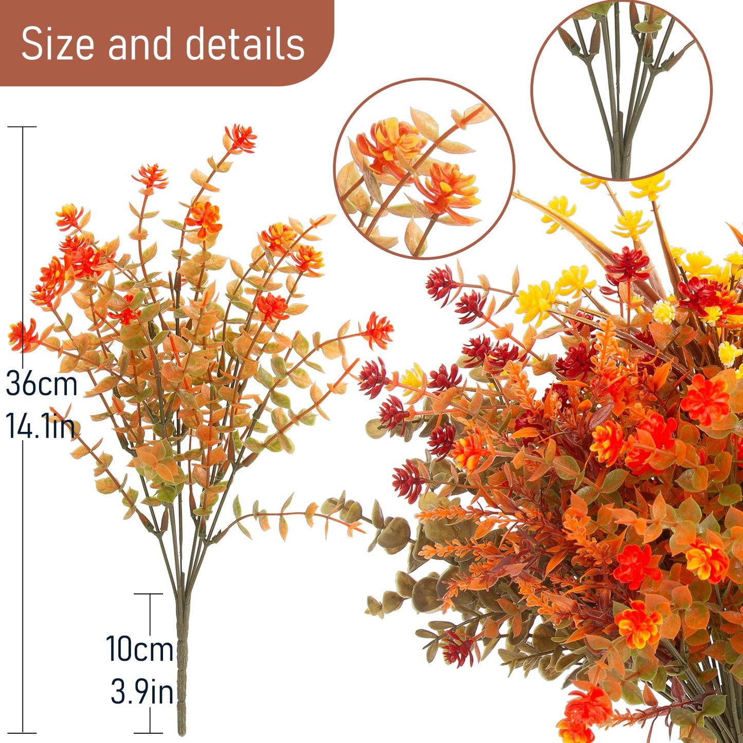 Hananona 12 Pcs Artificial Flowers Outdoor, Faux Artificial Plants UV Resistant Plastic Flower Bulk for Hanging Planter Porch Window Home Wedding Fall Summer Decor (12, Fuchsia, Purple, Yellow, Green)