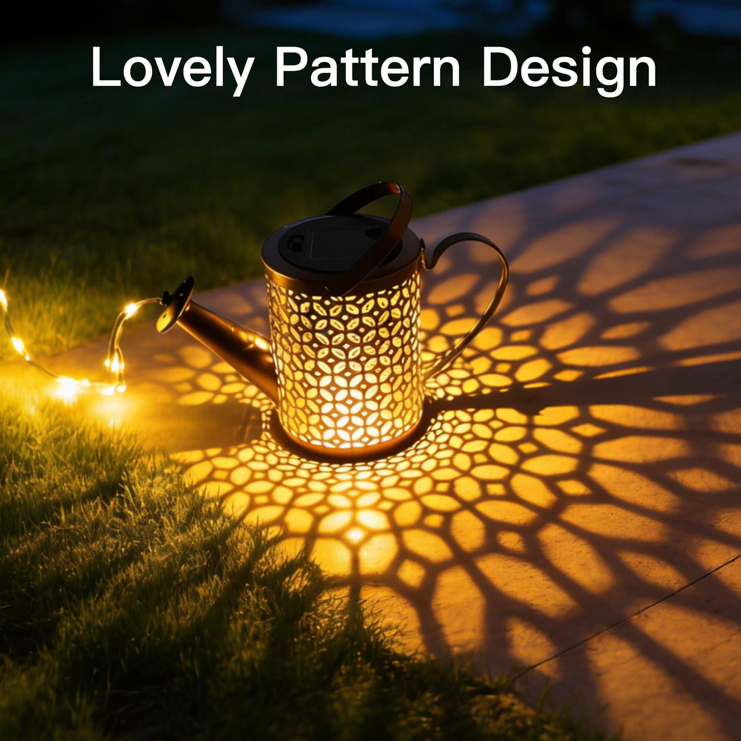 Ollny Solar Watering Can with Cascading Lights Outdoor Garden Decor, Birthday Gifts for Mom Grandma Women, IP65 Waterproof 2 Lighting Modes Hanging Lanterns for Yard Patio Lawn (Hummingbird)
