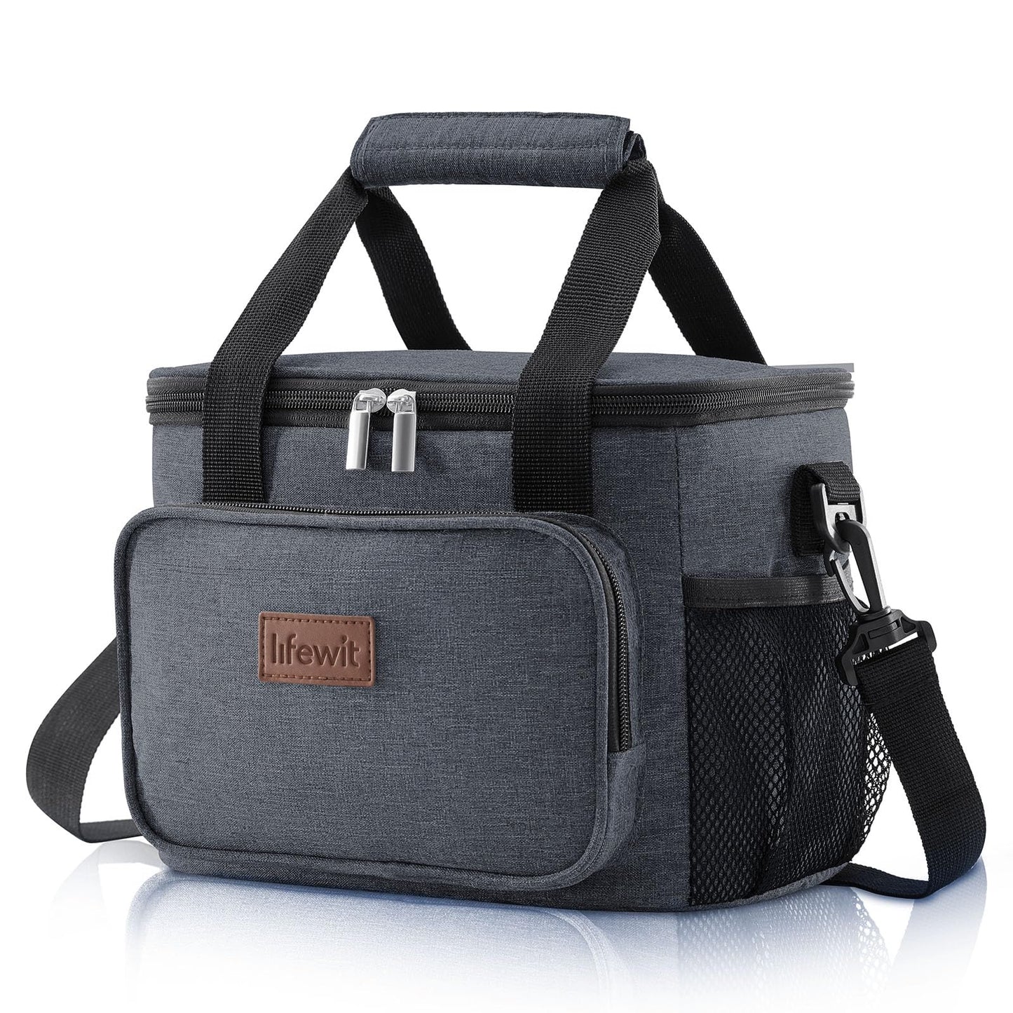 Lifewit Medium Lunch Bag, Insulated Lunch Box, Soft Cooler Cooling Tote for Adult Men Women, Black 12-Can (9L)