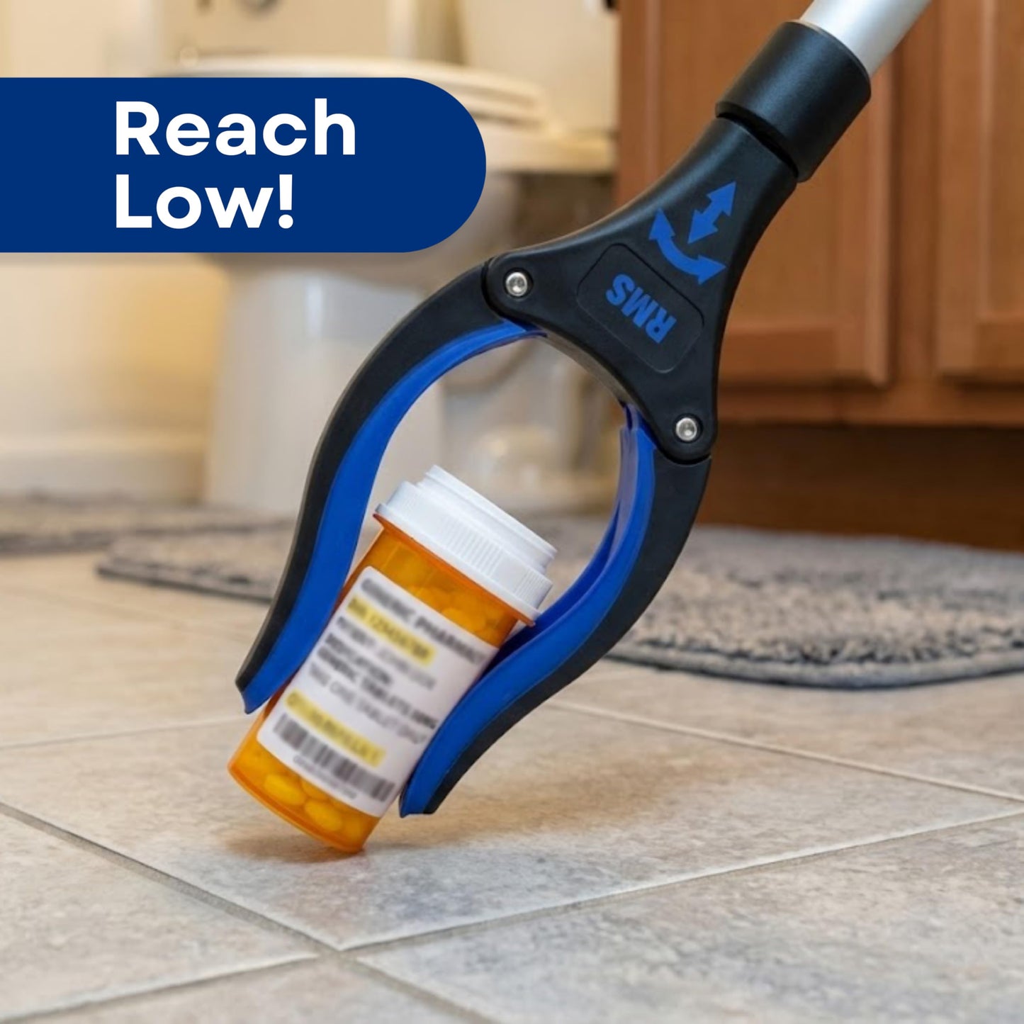 RMS 34 Inch Extra Long Reacher Grabber - Foldable Gripper and Reaching Tool with Rotating Jaw