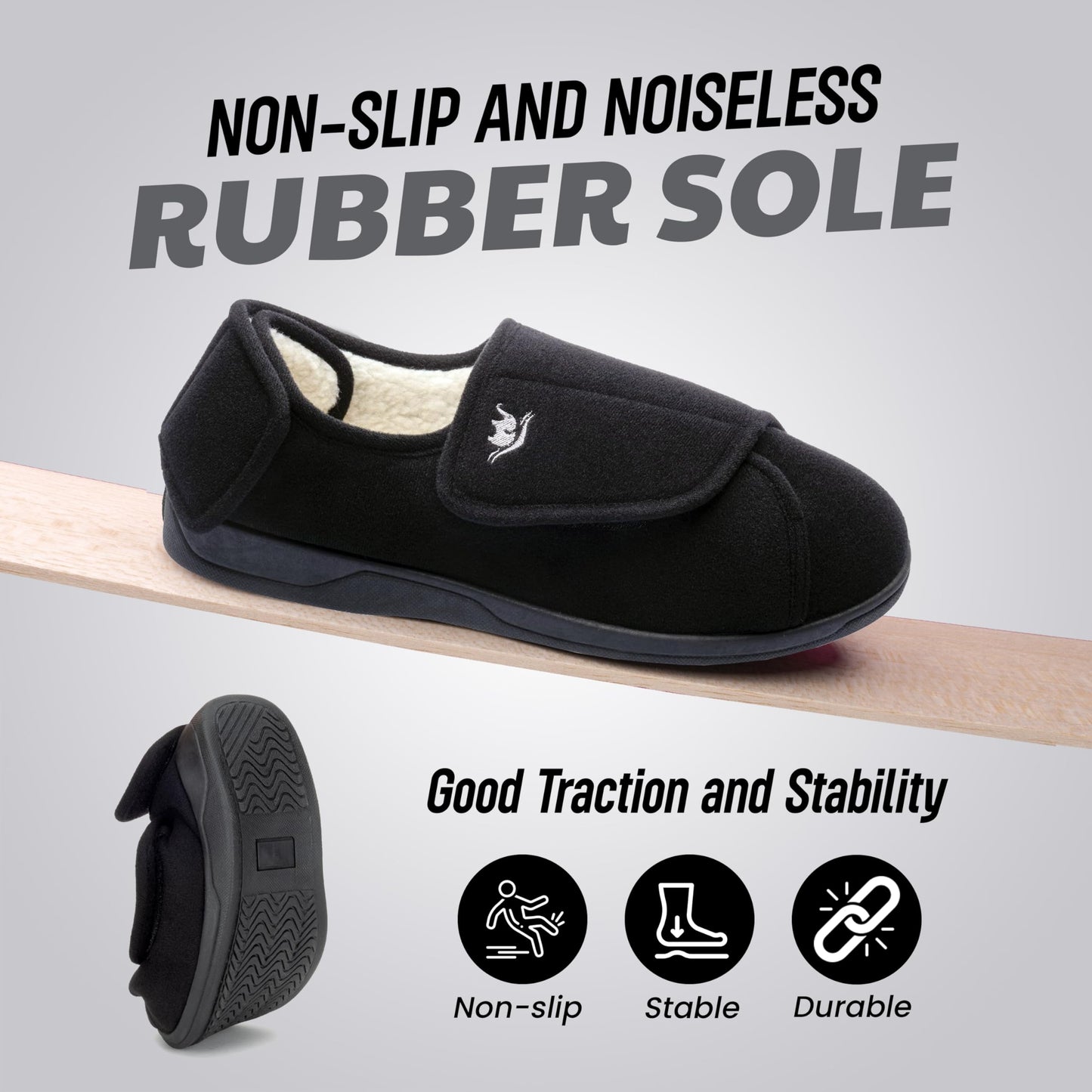 Mens Extra Wide Width Diabetic Slippers Memory Foam With Adjustable Soft Non-Slip Orthopedic House Shoes for Elderly Swollen Feet, Arthritis, Edema