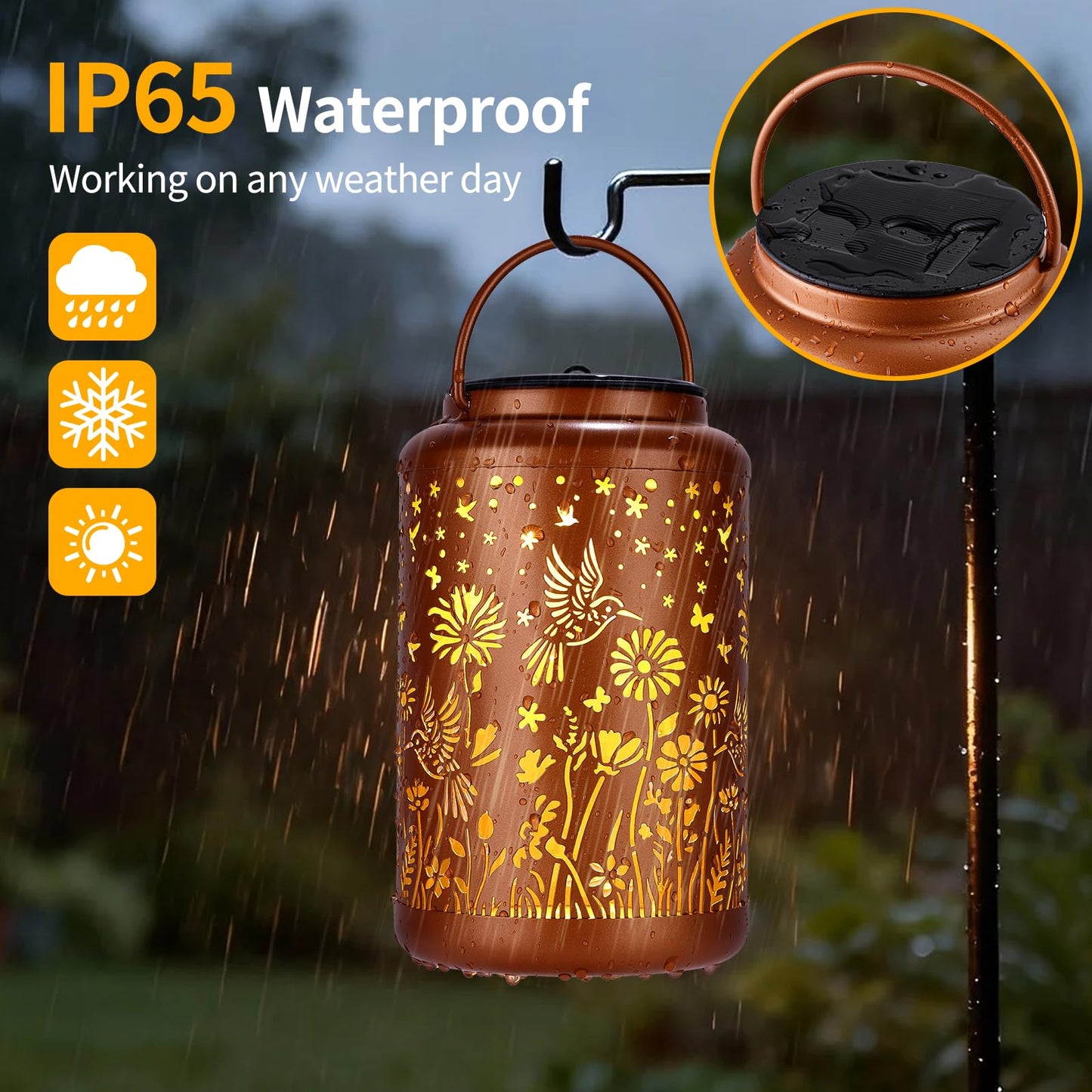 Solar Lanterns Outdoor Waterproof Hummingbird Solar Lights Outdoor Waterproof for Garden, Birthday Gifts for Women Mom Grandma, Garden Lights for Backyard, Patio Decor