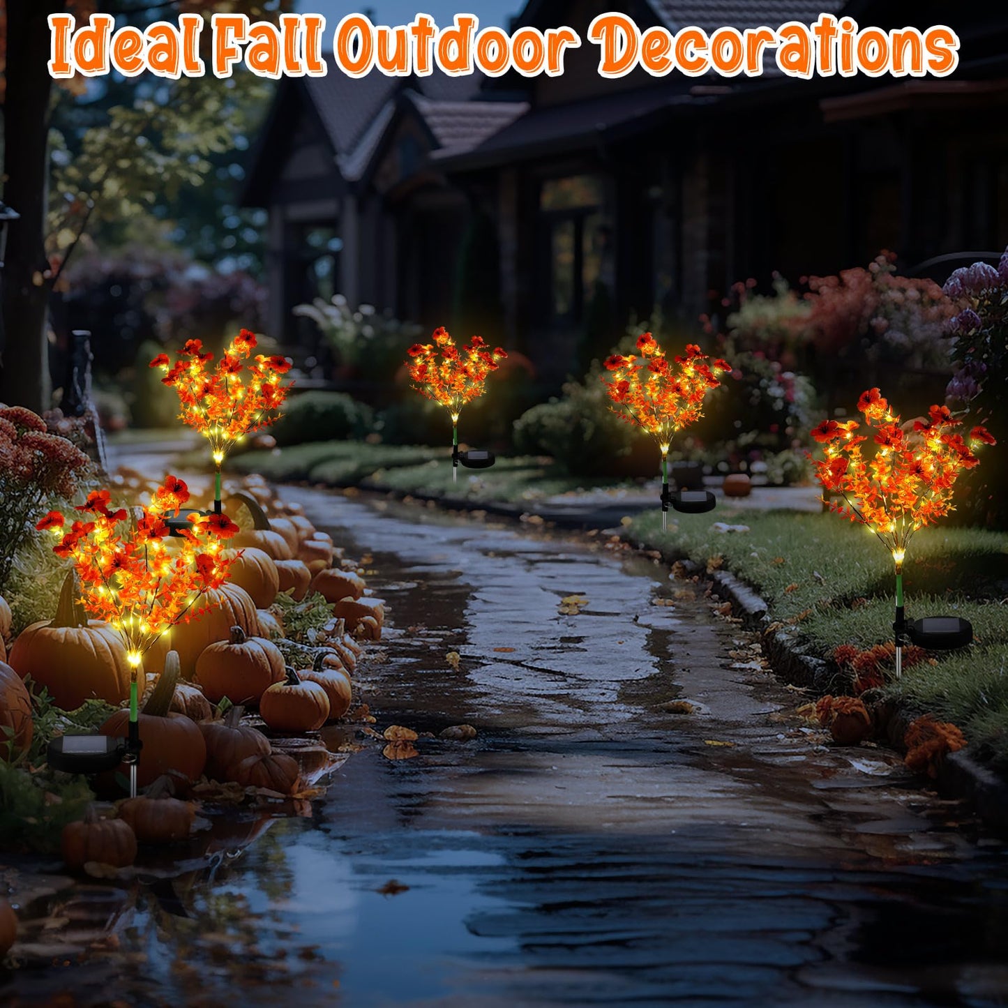 Glooglitter 2 Pack Solar Stake Lights Outdoor Decor Waterproof Mums Artificial Flowers Solar Lights for Outdoor Garden Yard Pathway Decor (Rose Red,Violet)