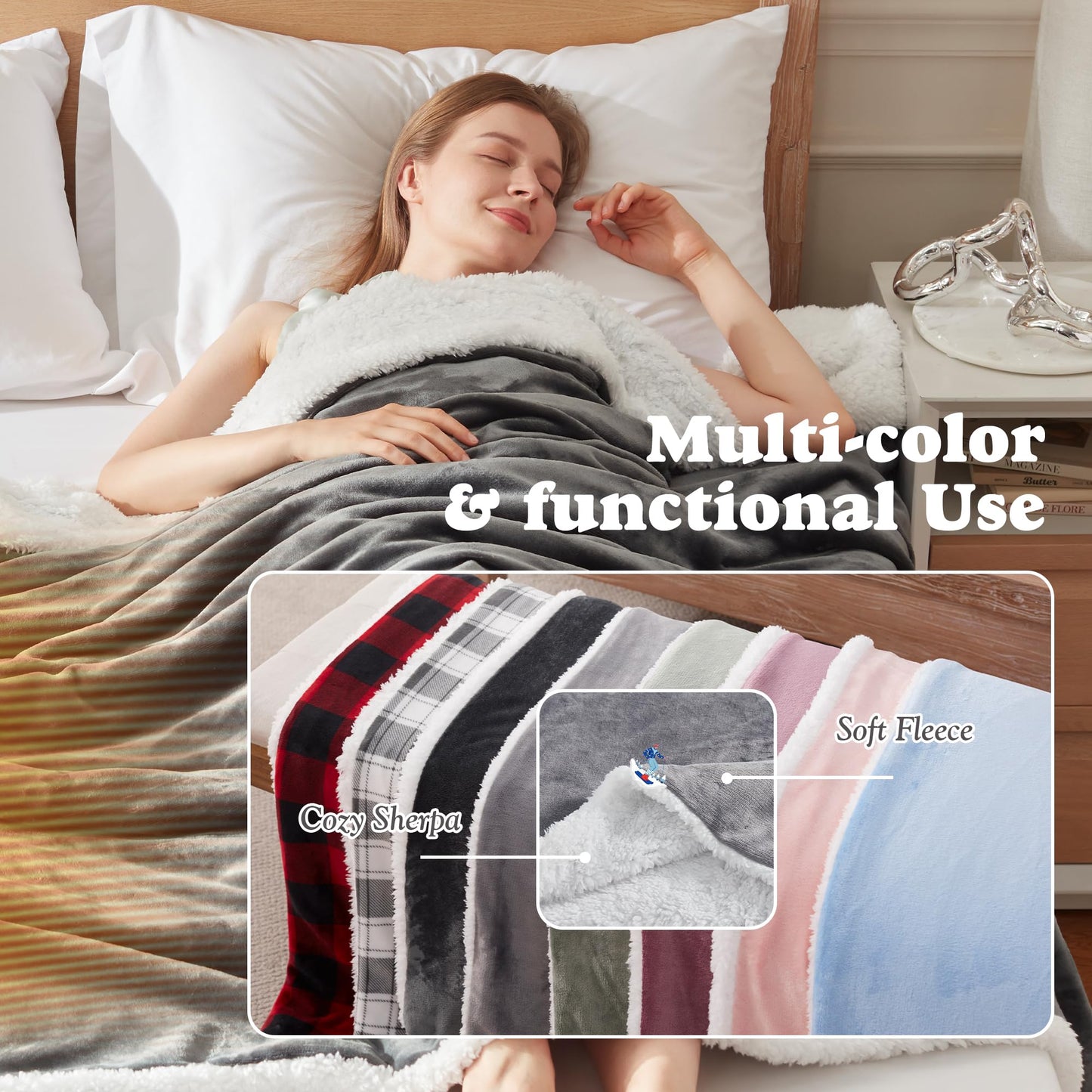 Heated Blanket Throw Size - Fast Warming with 6 Heat Settings & 4 Hours Auto-Off, Electric Throw Blanket for Couch, 50"x60", Grey