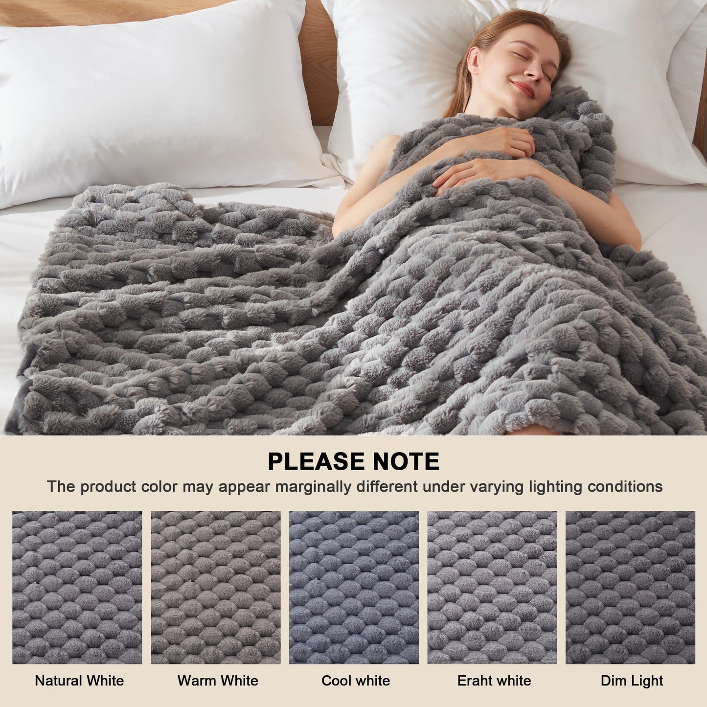 Heated Blanket Throw Size - Fast Warming with 6 Heat Settings & 4 Hours Auto-Off, Electric Throw Blanket for Couch, 50"x60", Grey