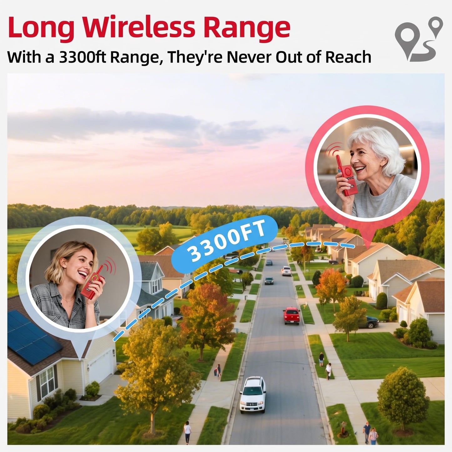 CallToU Wireless Caregiver Pager Smart Call System 2 SOS Call Buttons/Transmitters 2 Receivers Nurse Calling Alert Patient Help System for Home/Personal Attention Pager 500+Feet Plugin Receiver