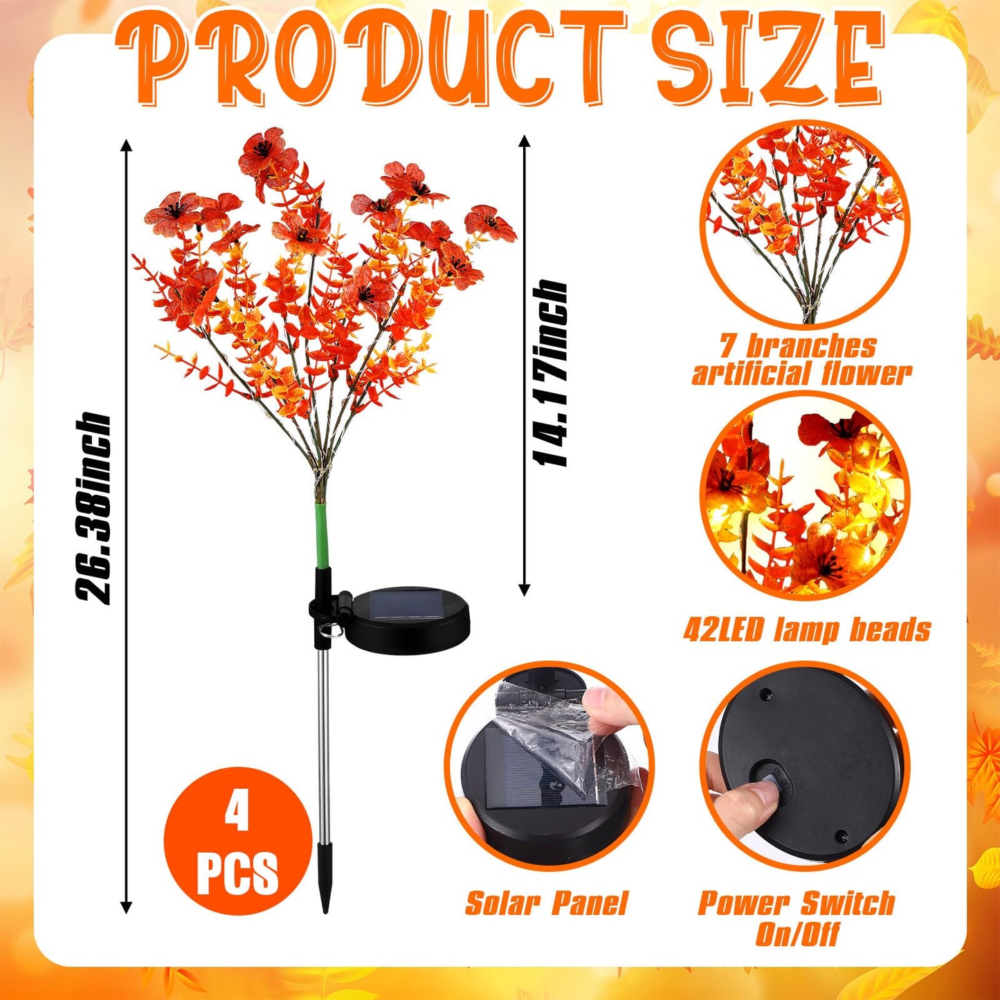 Glooglitter 2 Pack Solar Stake Lights Outdoor Decor Waterproof Mums Artificial Flowers Solar Lights for Outdoor Garden Yard Pathway Decor (Rose Red,Violet)