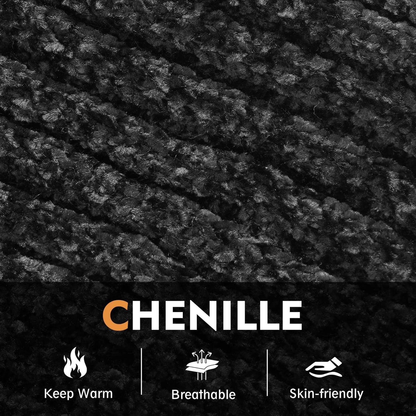 Winter Beanie Hat Circle Scarf Gloves Set for Men Women, Thick Warm Chenille Skull Cap Touchscreen Gloves Neck Warmer