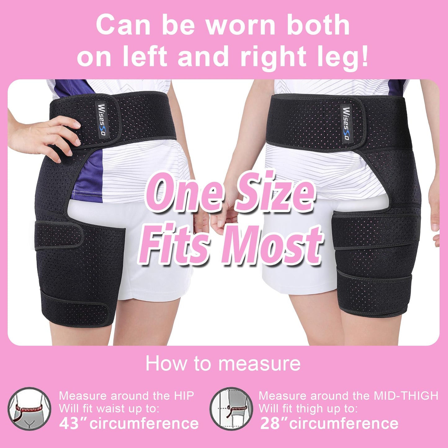 Hip Brace, Groin Wrap Hip Braces for Sciatica Pain Relief, Thigh Support for Groin, Thigh, Hamstring, Pulled Muscle Injury, Sciatic Nerve Brace For Men and Women, Pink