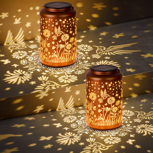 Solar Lanterns Outdoor Waterproof Hummingbird Solar Lights Outdoor Waterproof for Garden, Birthday Gifts for Women Mom Grandma, Garden Lights for Backyard, Patio Decor