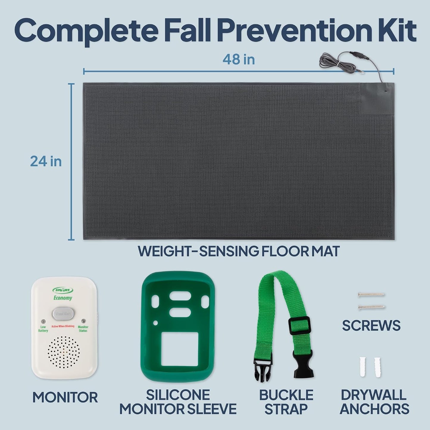 Floor Mat Exit Alarm for Seniors Fall Prevention & Anti-Wandering - Economy System