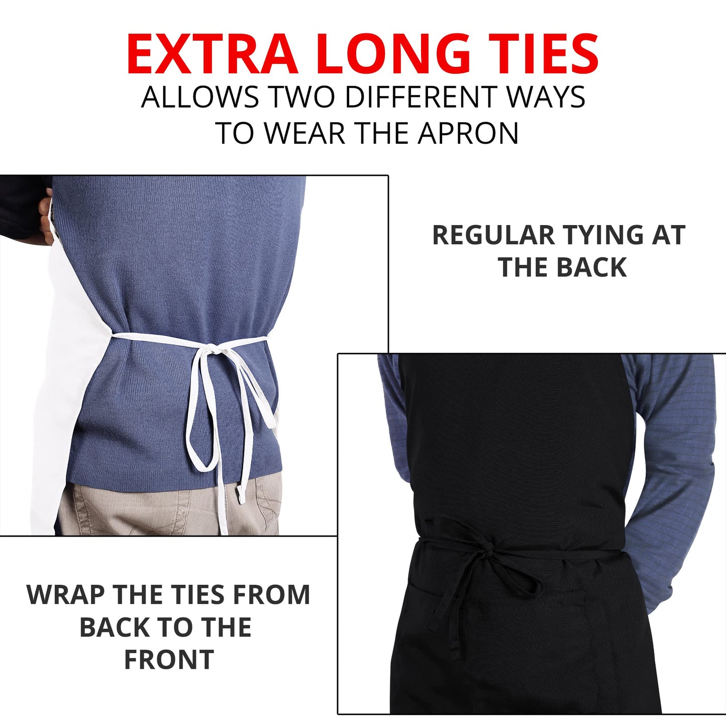 Utopia Kitchen 2 Pack Bib Apron, Adjustable with 2 Pockets, Water and Oil Resistant, Cooking Kitchen Chef Apron for Women Men