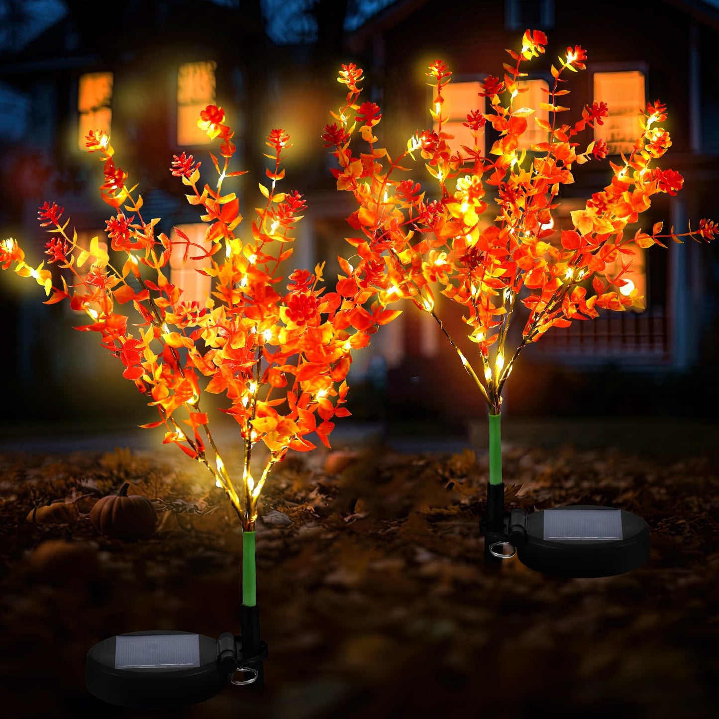 Glooglitter 2 Pack Solar Stake Lights Outdoor Decor Waterproof Mums Artificial Flowers Solar Lights for Outdoor Garden Yard Pathway Decor (Rose Red,Violet)