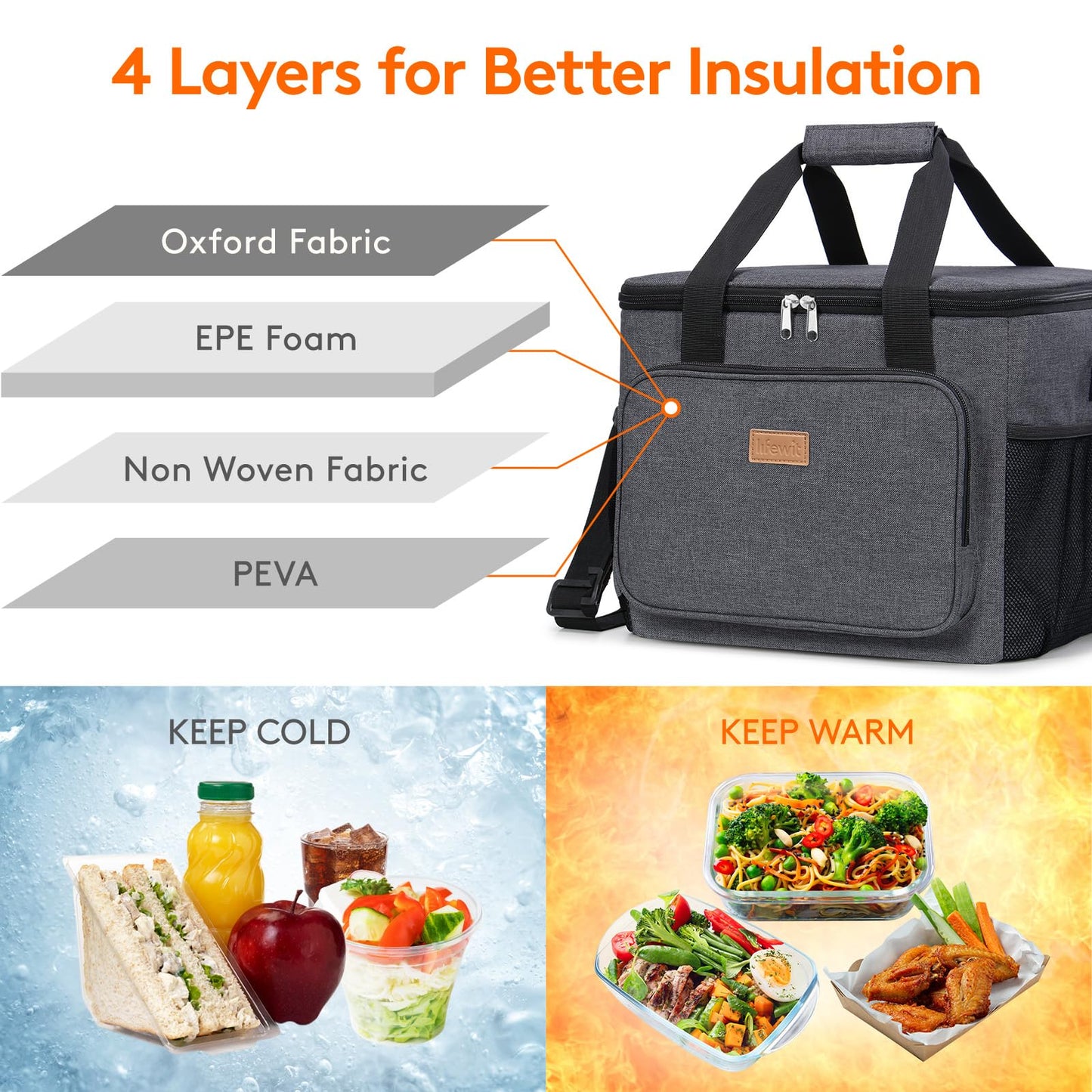 Lifewit Medium Lunch Bag, Insulated Lunch Box, Soft Cooler Cooling Tote for Adult Men Women, Black 12-Can (9L)