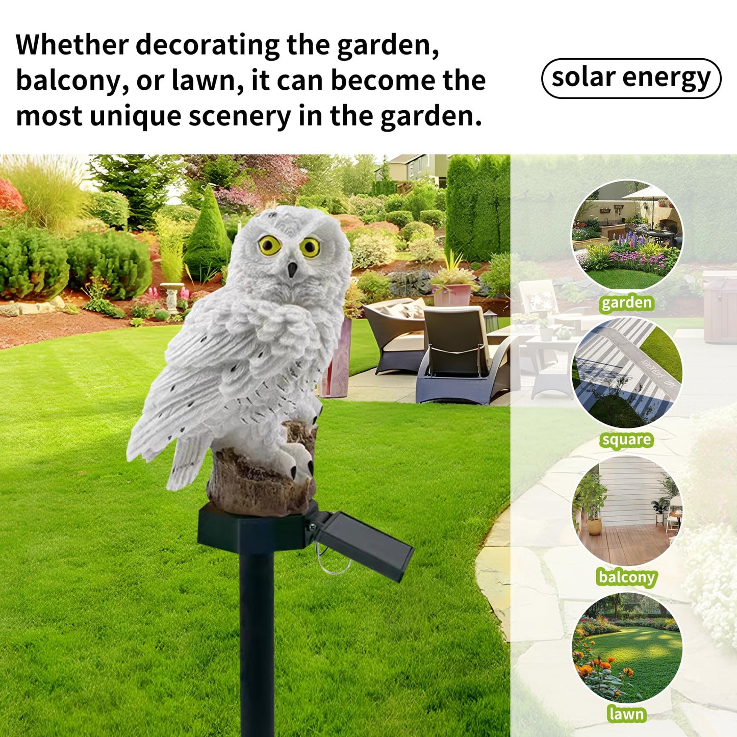 2 Pack Owl Figure Solar LED Lights, Resin Garden Waterproof Decorations with Stake for Outdoor Yard Pathway Outside Patio Lawn Decor