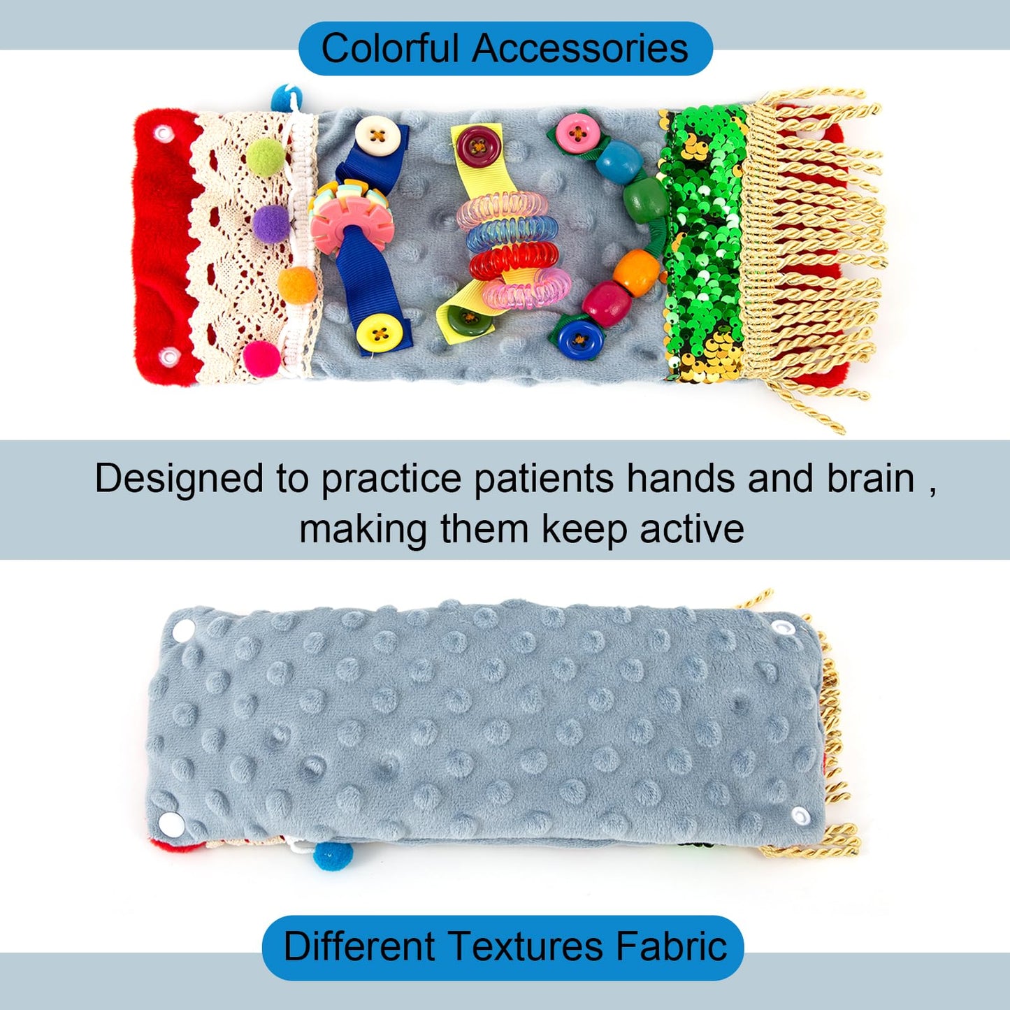 Sensory Blanket for Adults with Dementia, Dementia Activities for Seniors, Alzheimer's Products, Sensory Board with Buttons & Textures, Anxiety Relief Gifts for Elderly