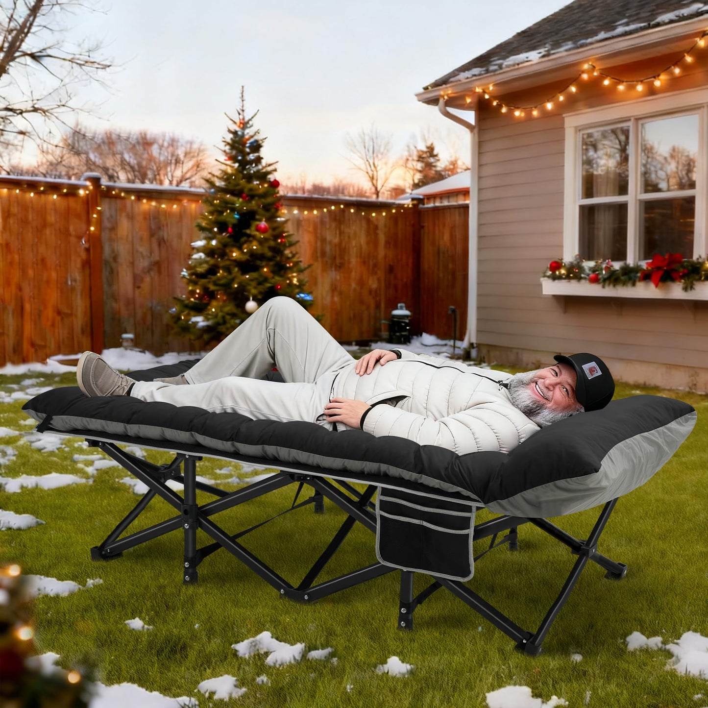HABUTWAY Camping Cot with Mattress, 32" Extra Wide Camping Cots for Adults, Sleeping Cot for Adults Holds Up to 600LBS, Cots for Sleeping, Camp, Rv, Beach, Patio, Office Naps(Black)