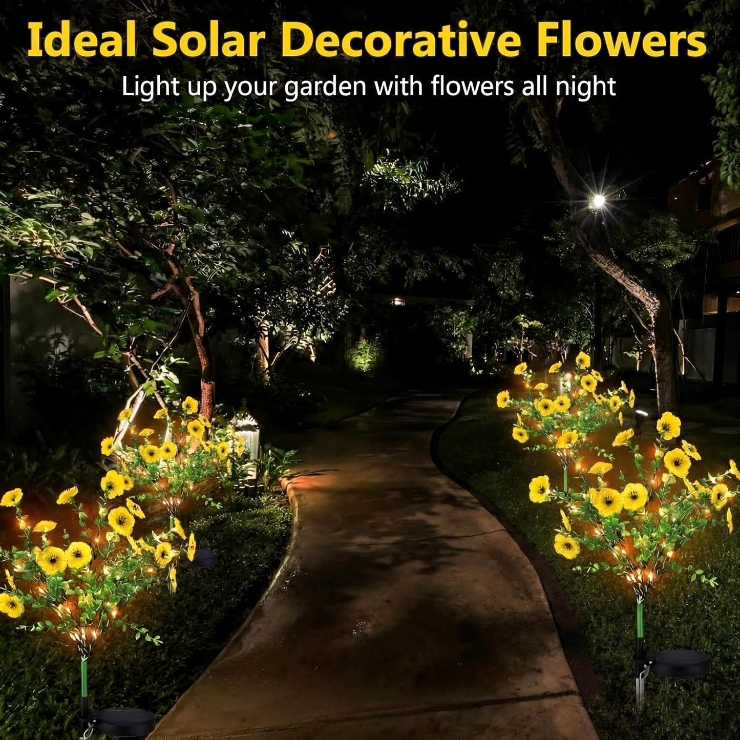 Glooglitter 2 Pack Solar Stake Lights Outdoor Decor Waterproof Mums Artificial Flowers Solar Lights for Outdoor Garden Yard Pathway Decor (Rose Red,Violet)
