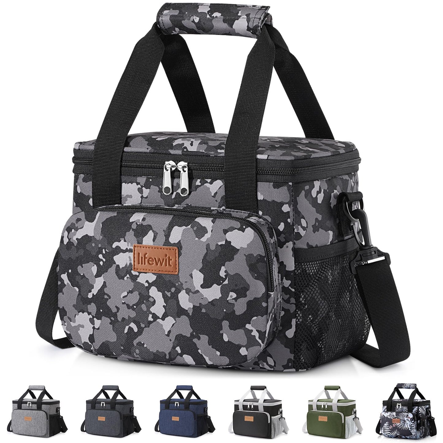 Lifewit Medium Lunch Bag, Insulated Lunch Box, Soft Cooler Cooling Tote for Adult Men Women, Black 12-Can (9L)