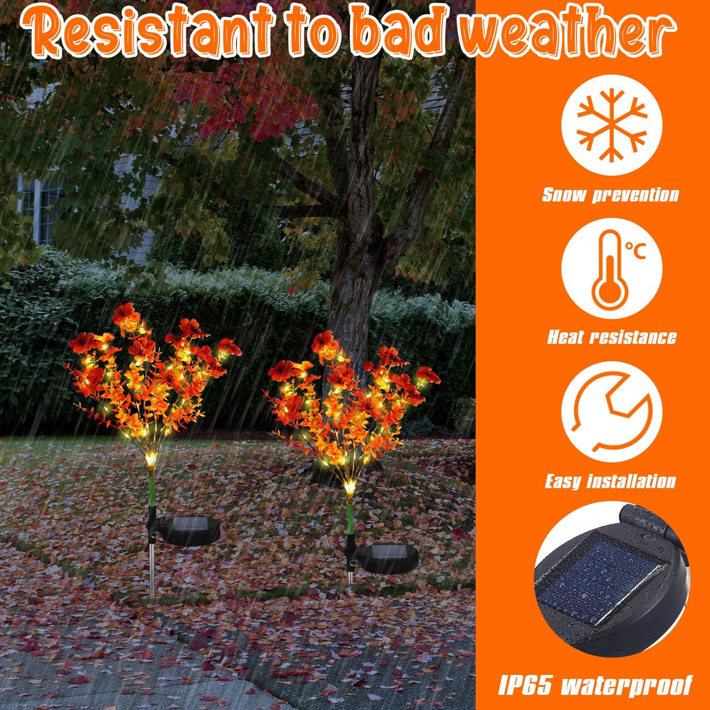 Glooglitter 2 Pack Solar Stake Lights Outdoor Decor Waterproof Mums Artificial Flowers Solar Lights for Outdoor Garden Yard Pathway Decor (Rose Red,Violet)