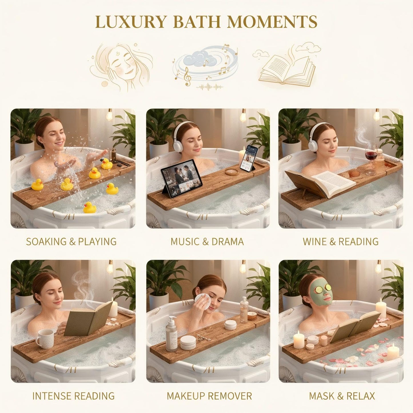 Portable Bathtub for Adult, Foldable Soaking Bathtub for Hot SPA&Ice Bath, Foldable Small Bathtub collapsible bathtub for Bathing, 6-layer Insulated portable tub,Space-Saving (black 41.3X26.6 IN)