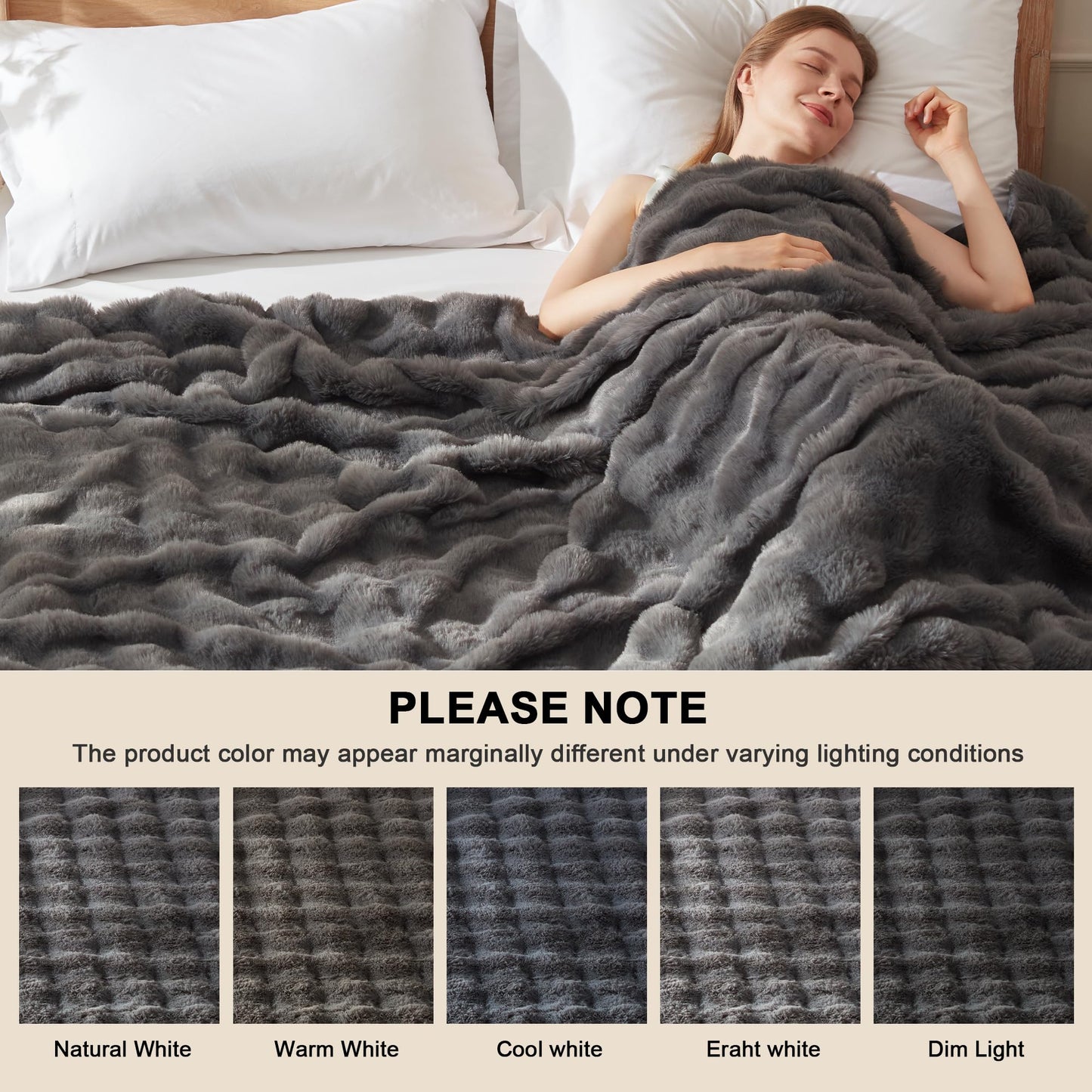 Heated Blanket Throw Size - Fast Warming with 6 Heat Settings & 4 Hours Auto-Off, Electric Throw Blanket for Couch, 50"x60", Grey