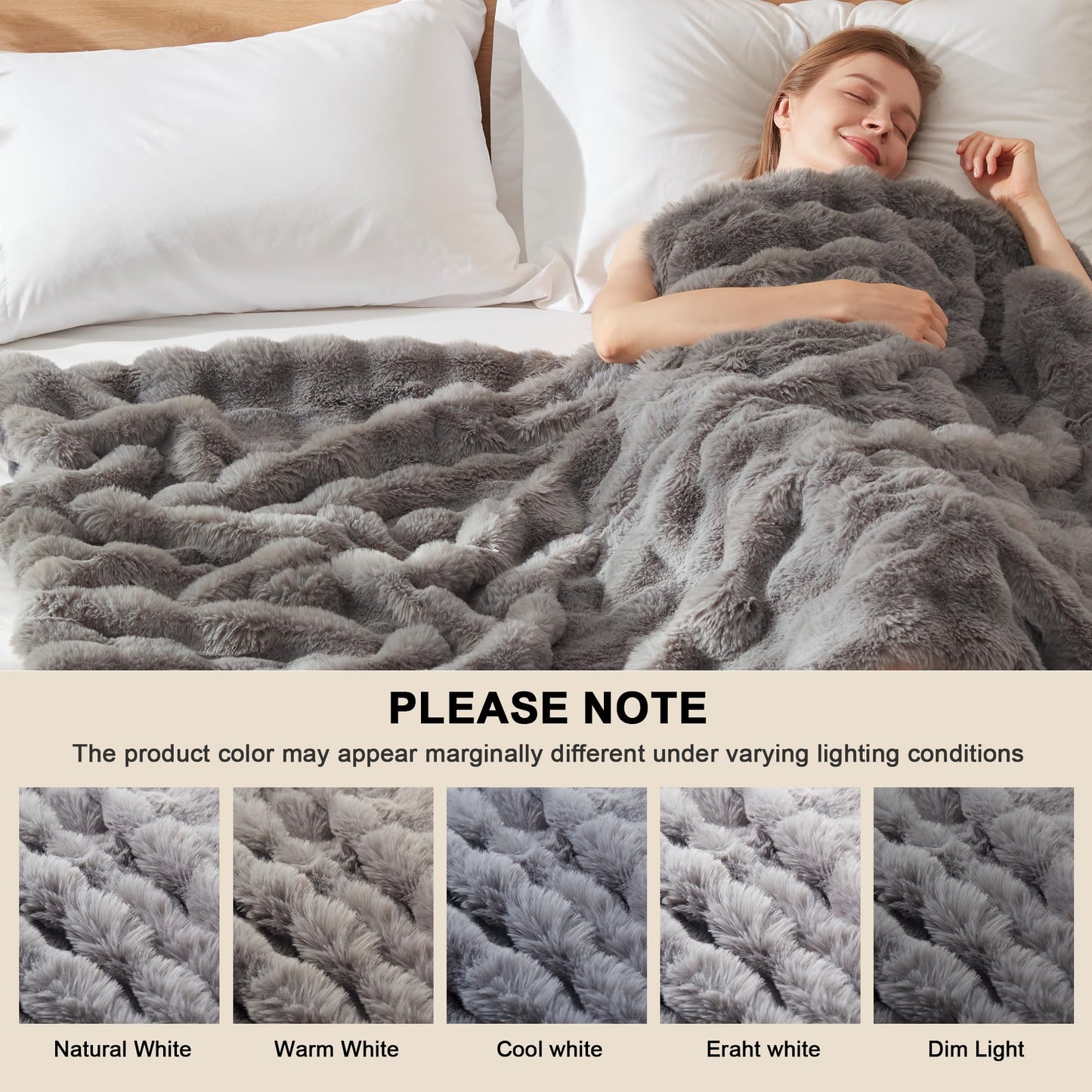 Heated Blanket Throw Size - Fast Warming with 6 Heat Settings & 4 Hours Auto-Off, Electric Throw Blanket for Couch, 50"x60", Grey